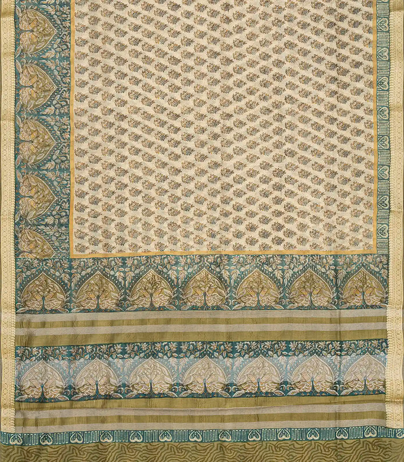 RmKV Cream Woven Chanderi Cotton Saree With Printed Bird Motifs-Cream - view 2