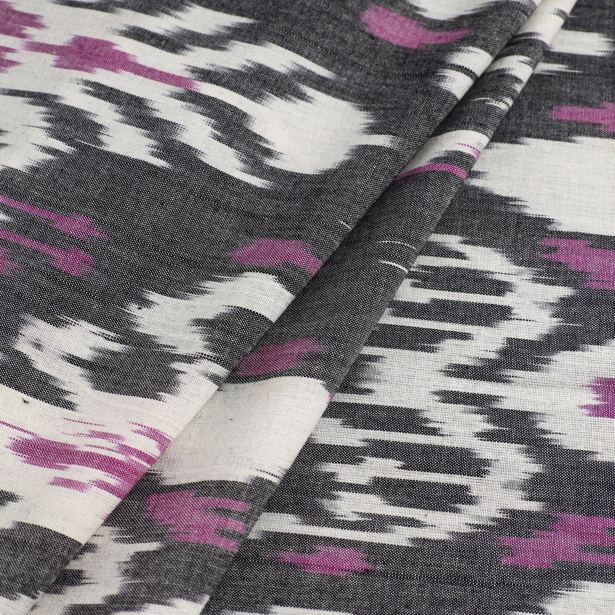 IKAT WEAVES BY EDEM CHANDANA Grey - Handloom Cotton Central Asian Pochampally Ikat Fabric 07 - view 2