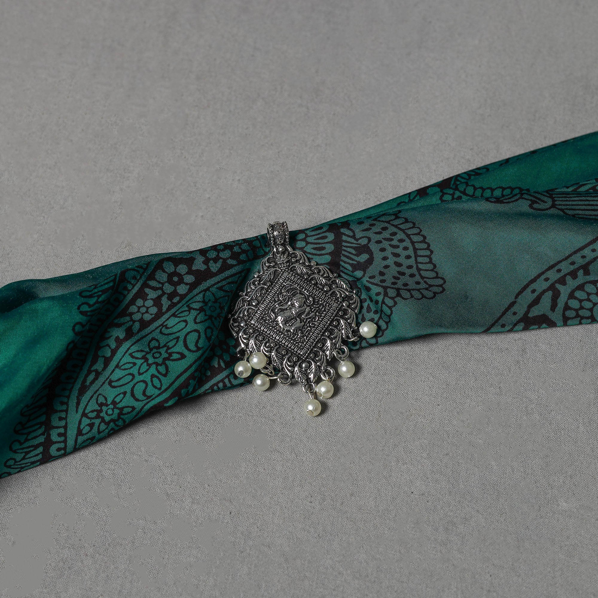 HAVELI CHRONICLES Block Printed Modal Silk Pendant Necklace Scarf 32 - view 2