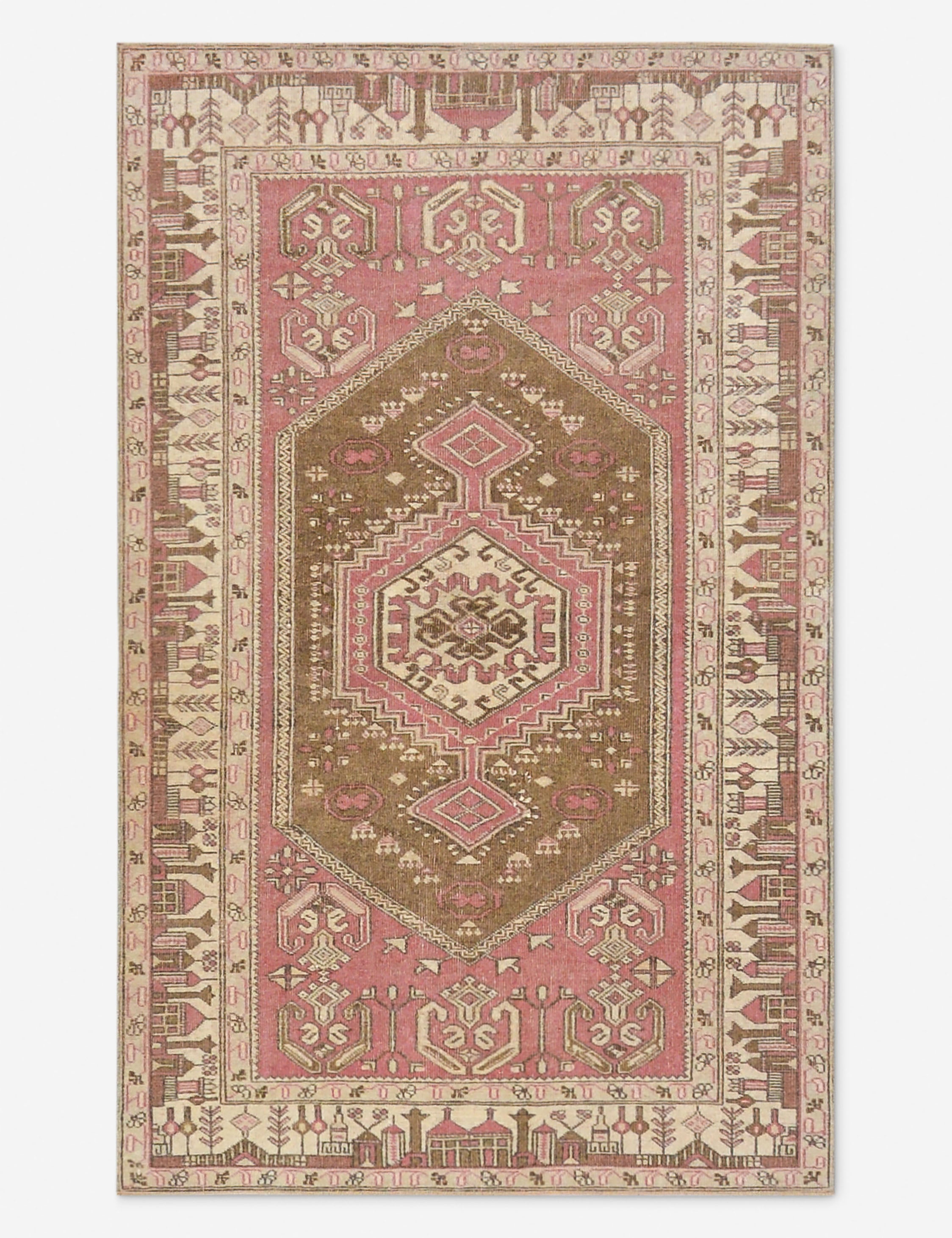 Lulu and Georgia Vintage Turkish Hand-Knotted Wool Rug No. 524, 3' 5" X 5' 7"