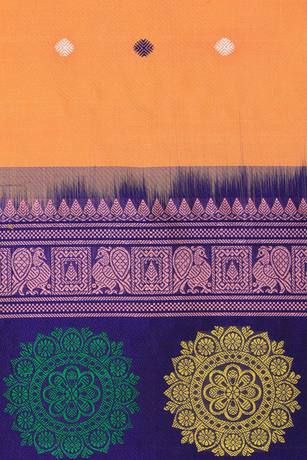 Kalanjali Gadwal Silk Orange Dupatta - view 2