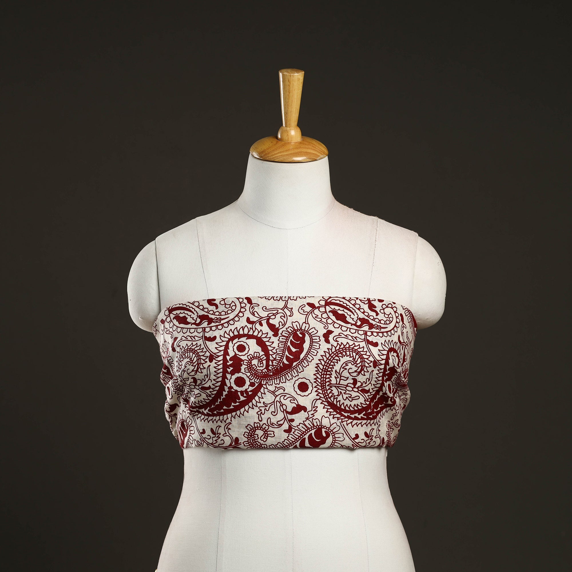 SASHA Brown - Block Print Handloom Pure Linen Blouse Piece 28