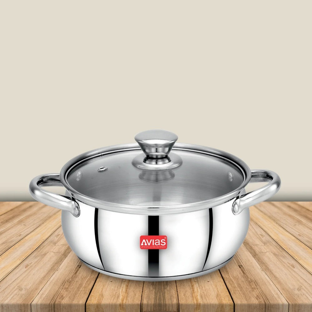 AVIAS Inox IB Stainless Steel Cookpot With Glass Lid | Gas & Induction Compatible | Silver | 1 Pc - view 2