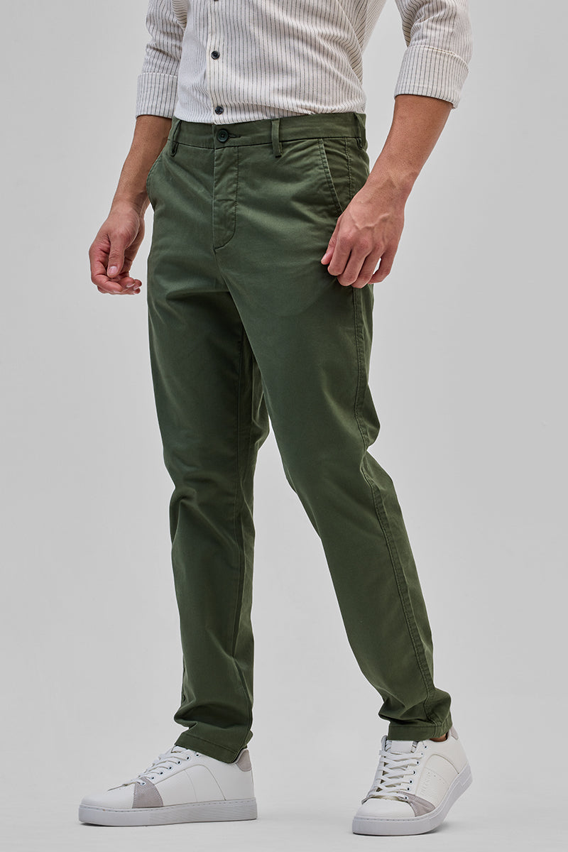 SNITCH Olive Slim Fit Trousers