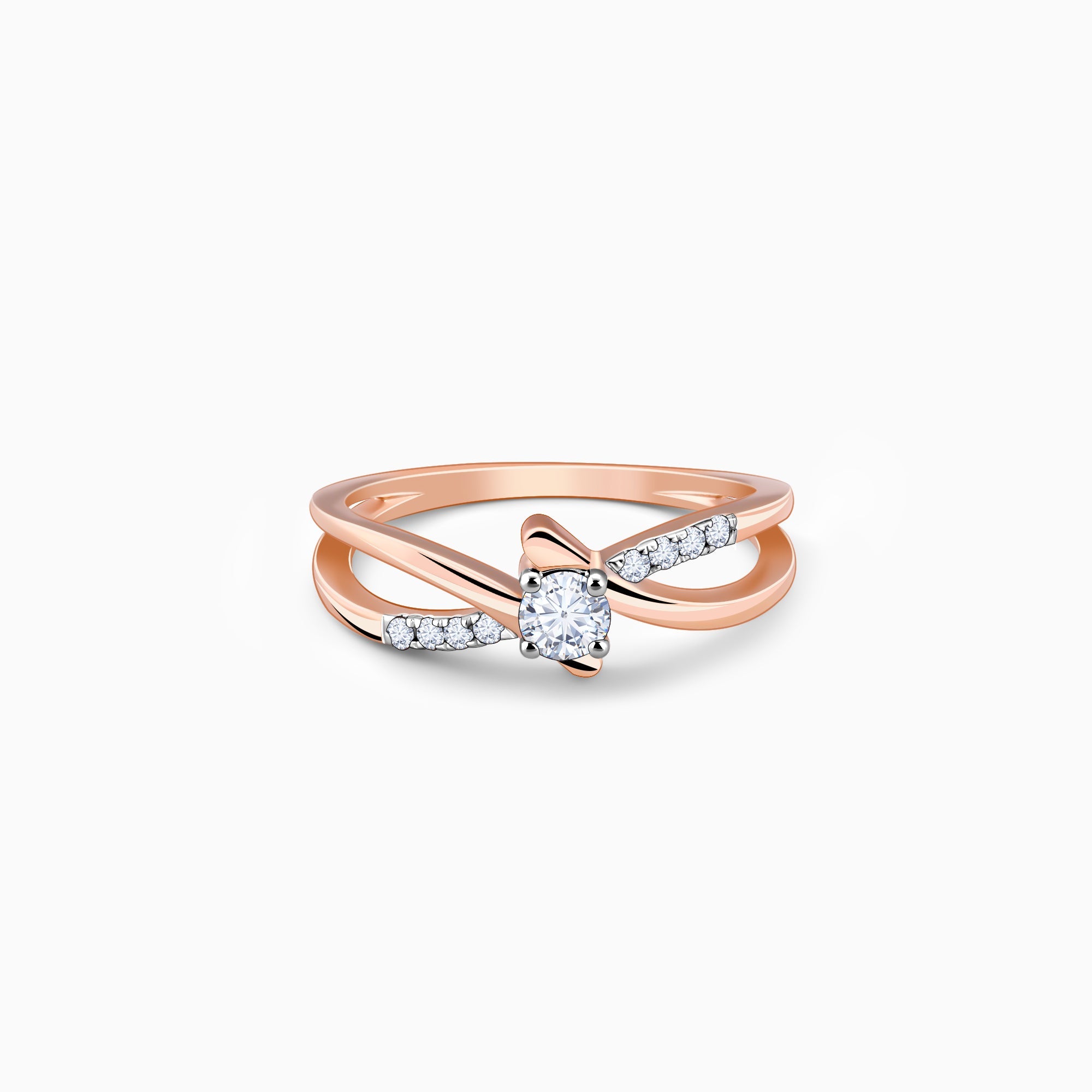 GIVA Jewellery Rose Gold Skathi Solitaire Diamond Ring