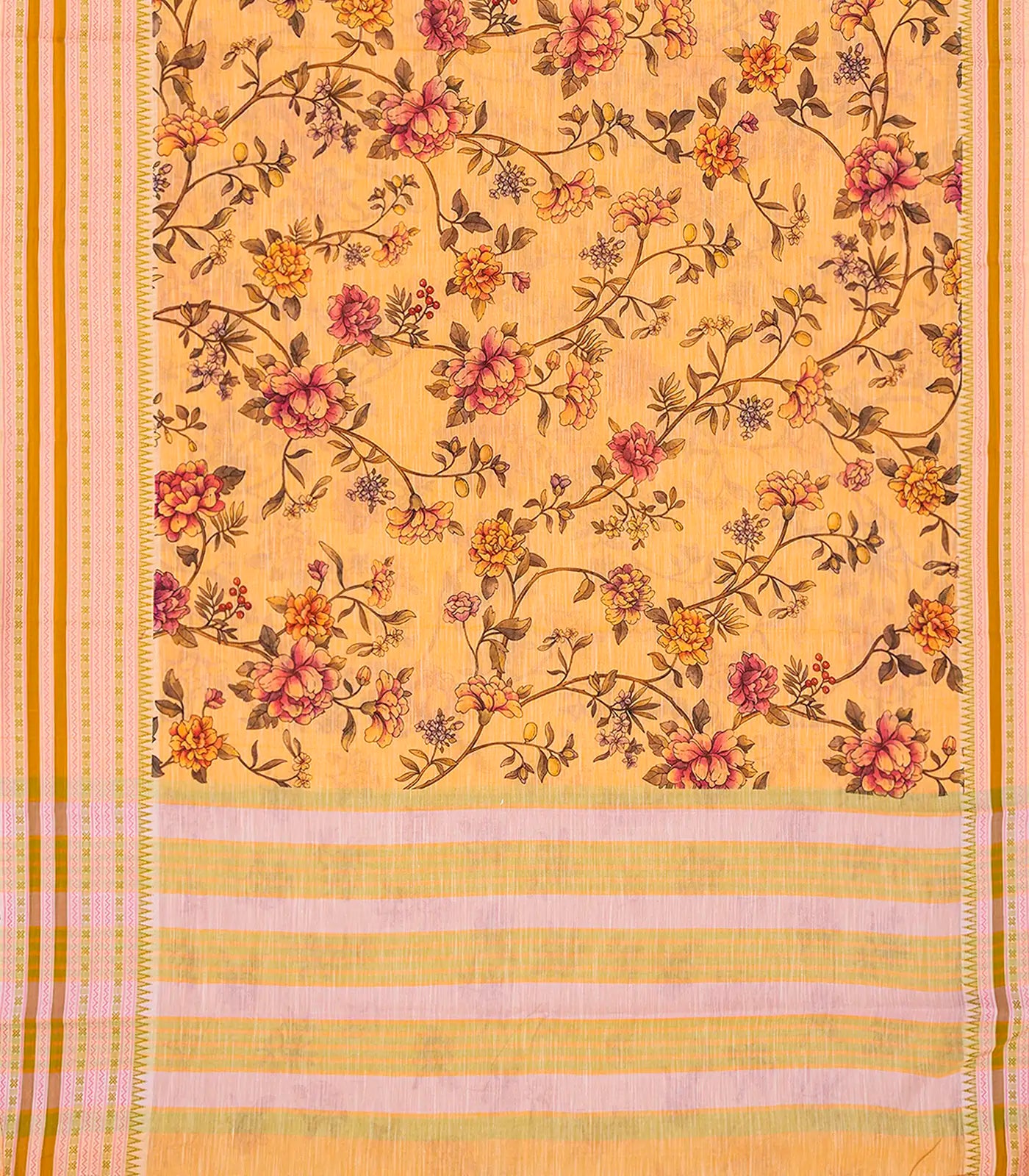 RmKV Orange Chirala Saree With Printed Floral Motifs-Orange - view 2