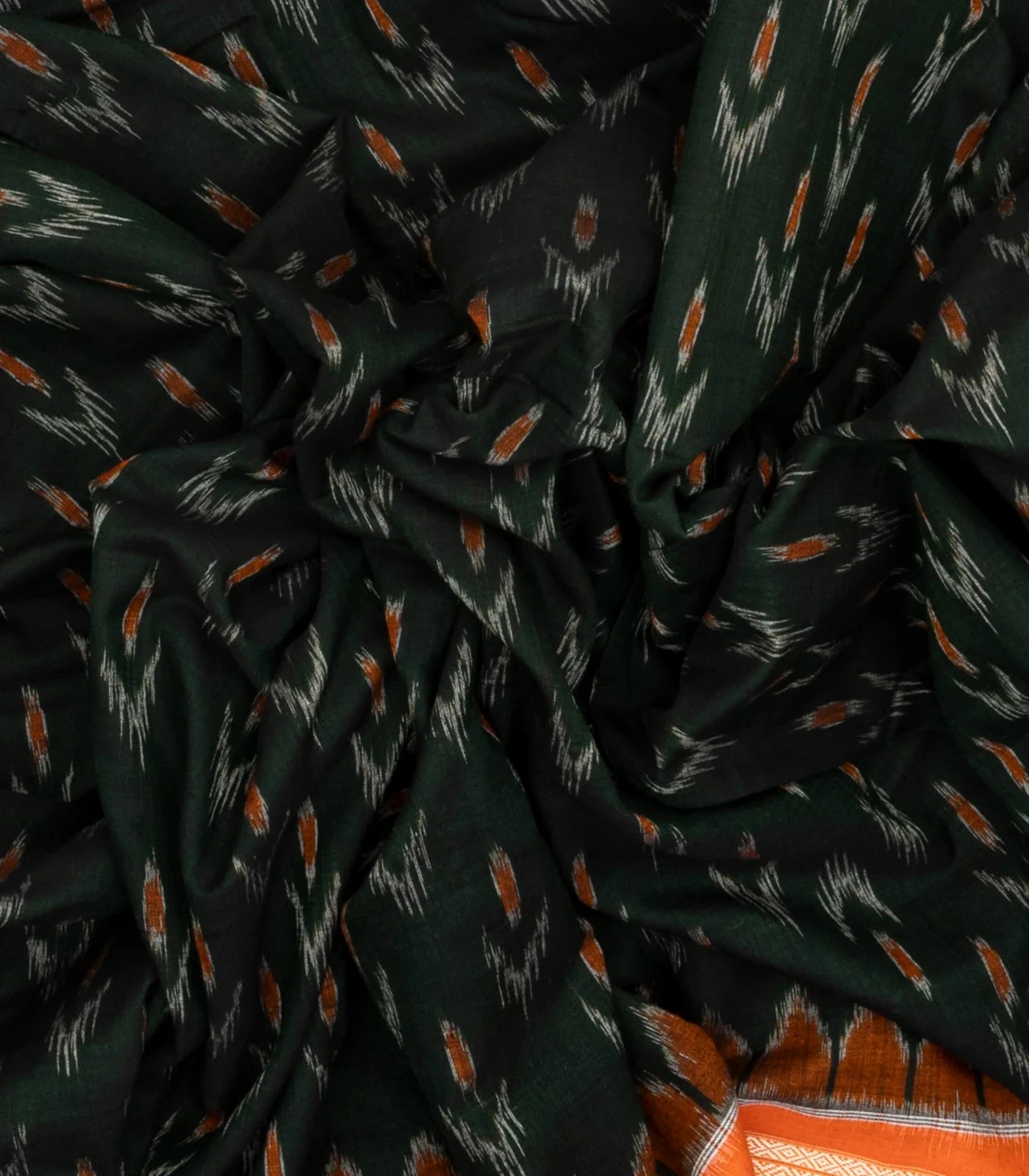 RmKV Sea Green Handloom Orissa Cotton Saree With Tie & Dye Floral Motifs - view 3