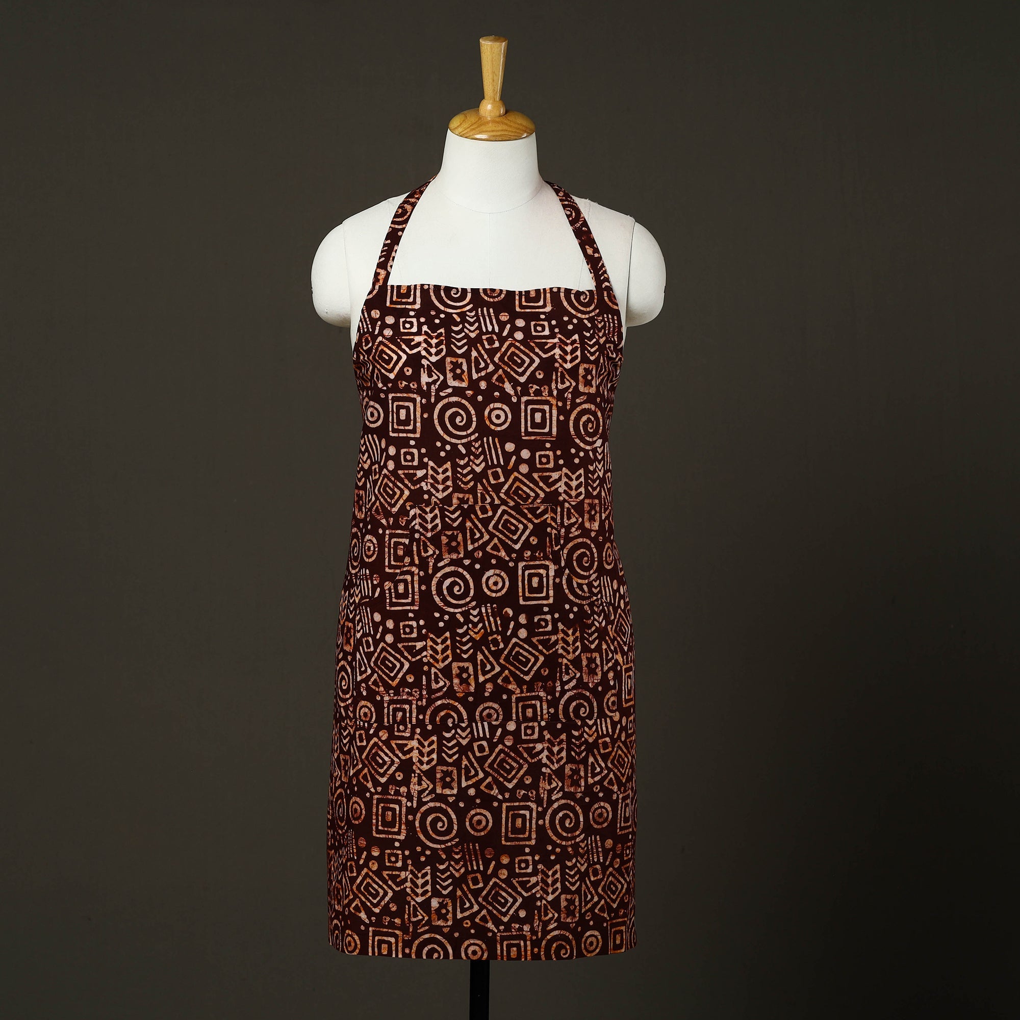 JALPARI Brown - Hand Batik Print Cotton Apron with Pocket 77