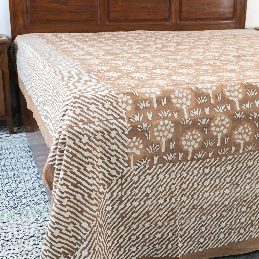 BINDAAS UNLIMITED Brown - Block Art Print Cotton Double Bindaas Bed Sheet (110 x 93 in) - view 3