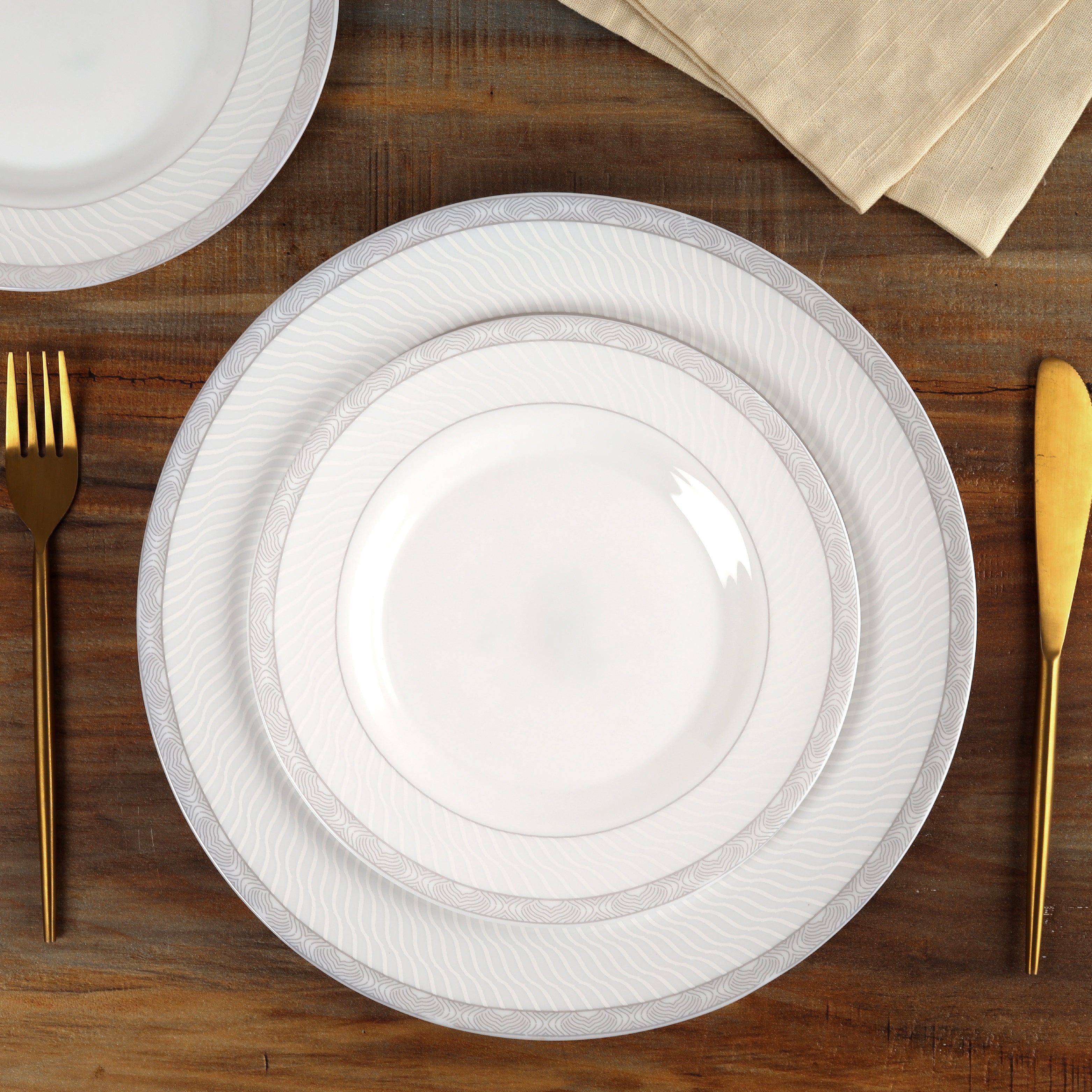 Cello Feather Series 27 Pieces Opalware Dinner Set for Family of 6