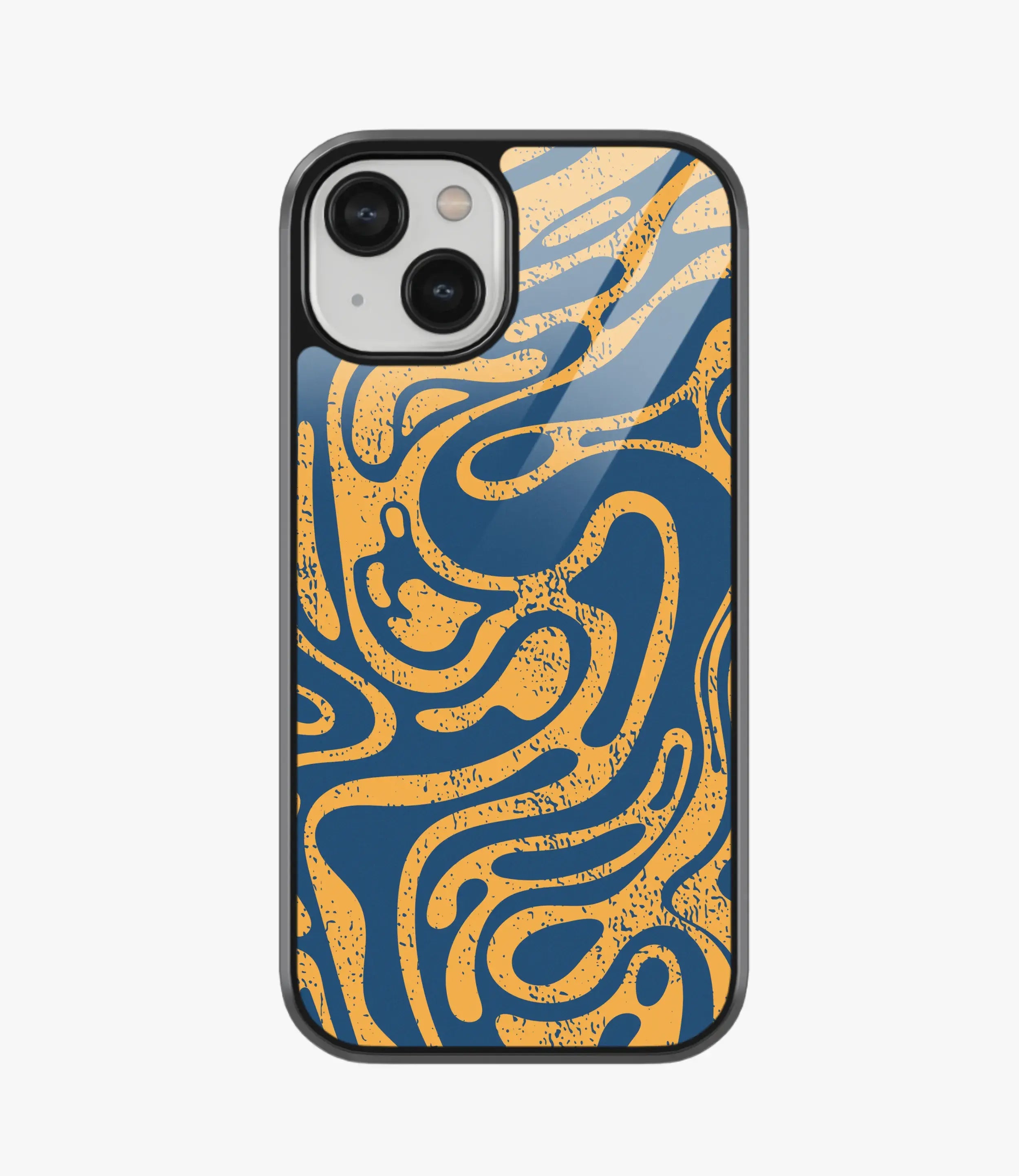 The Case Company Abstract Yellow Fluid Pattern Glass Case