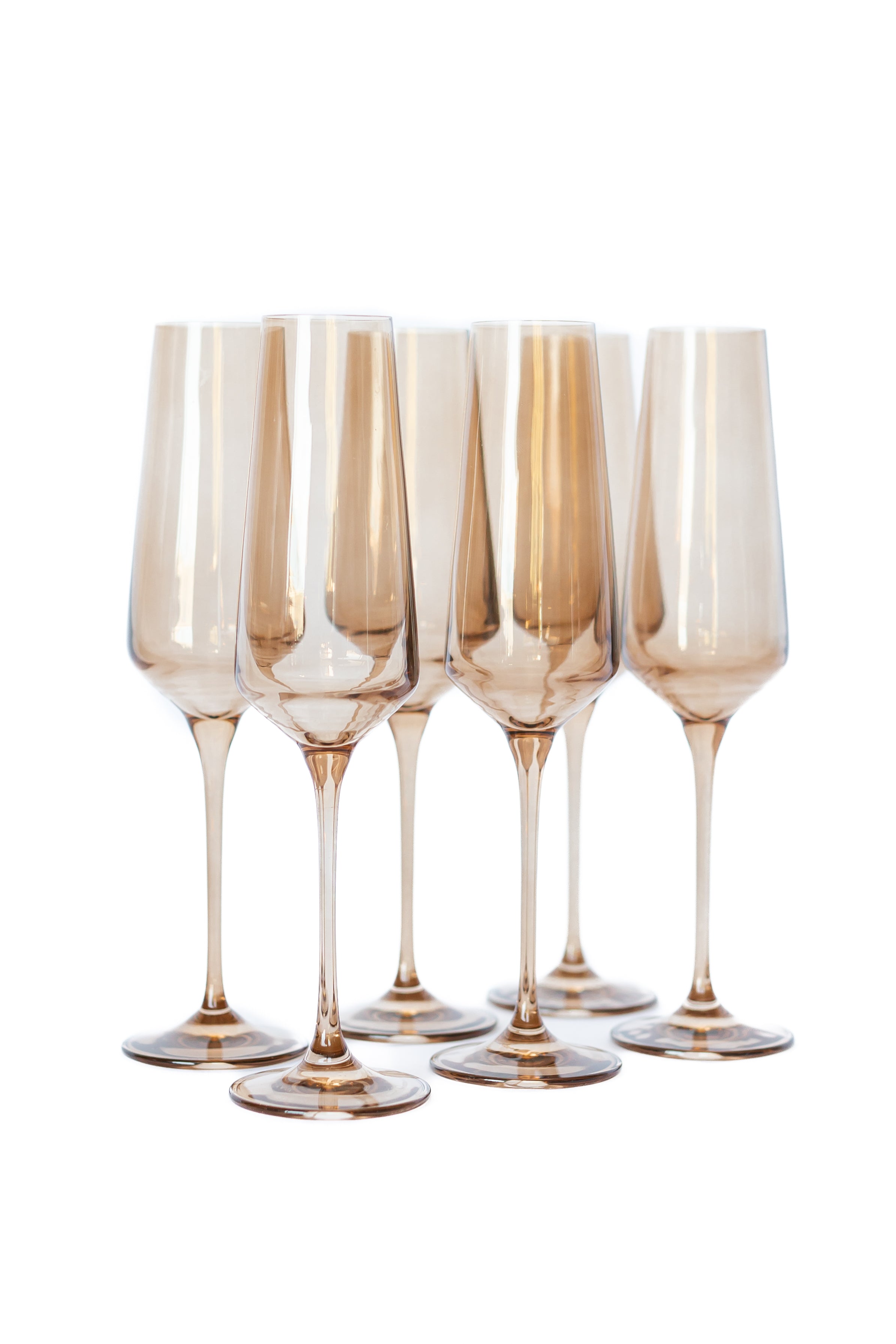 Estelle Colored Glass Estelle Colored Champagne Flute - Set of 6 {Mocha Mousse (Our Amber Smoke)} - view 5