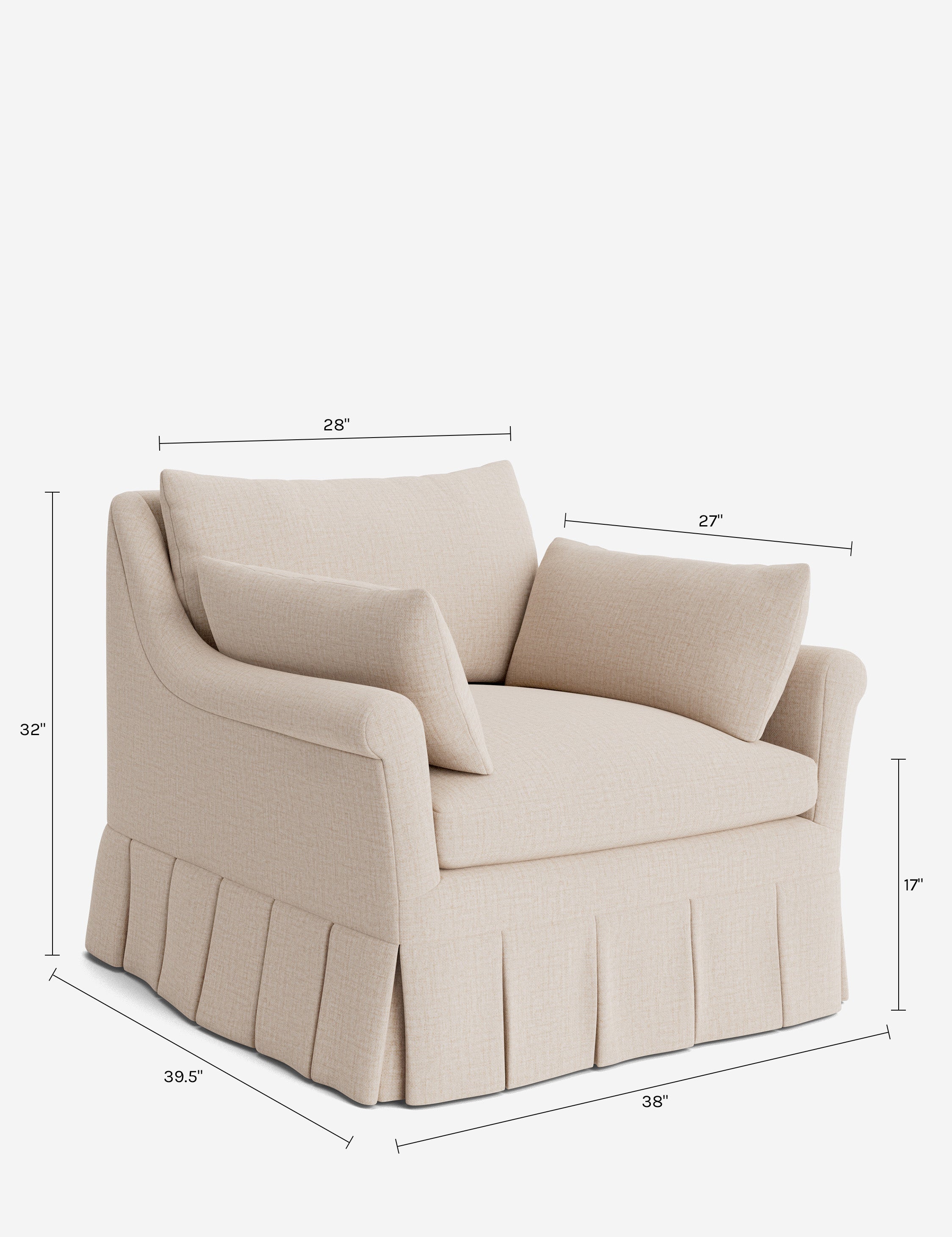 Lulu and Georgia Portola Rolled Arm Luxe Depth Pleated Chair - view 202