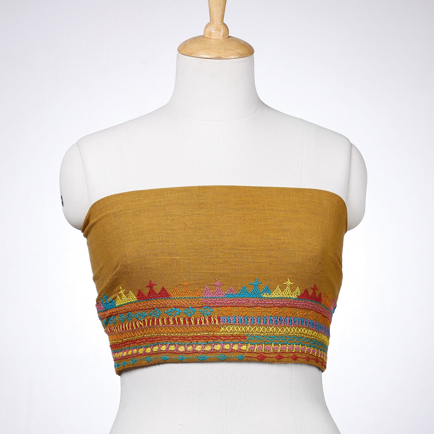 SANDUR KUSHALA KALA KENDRA Brown - Lambani Embroidery Handspun Cotton Blouse Piece