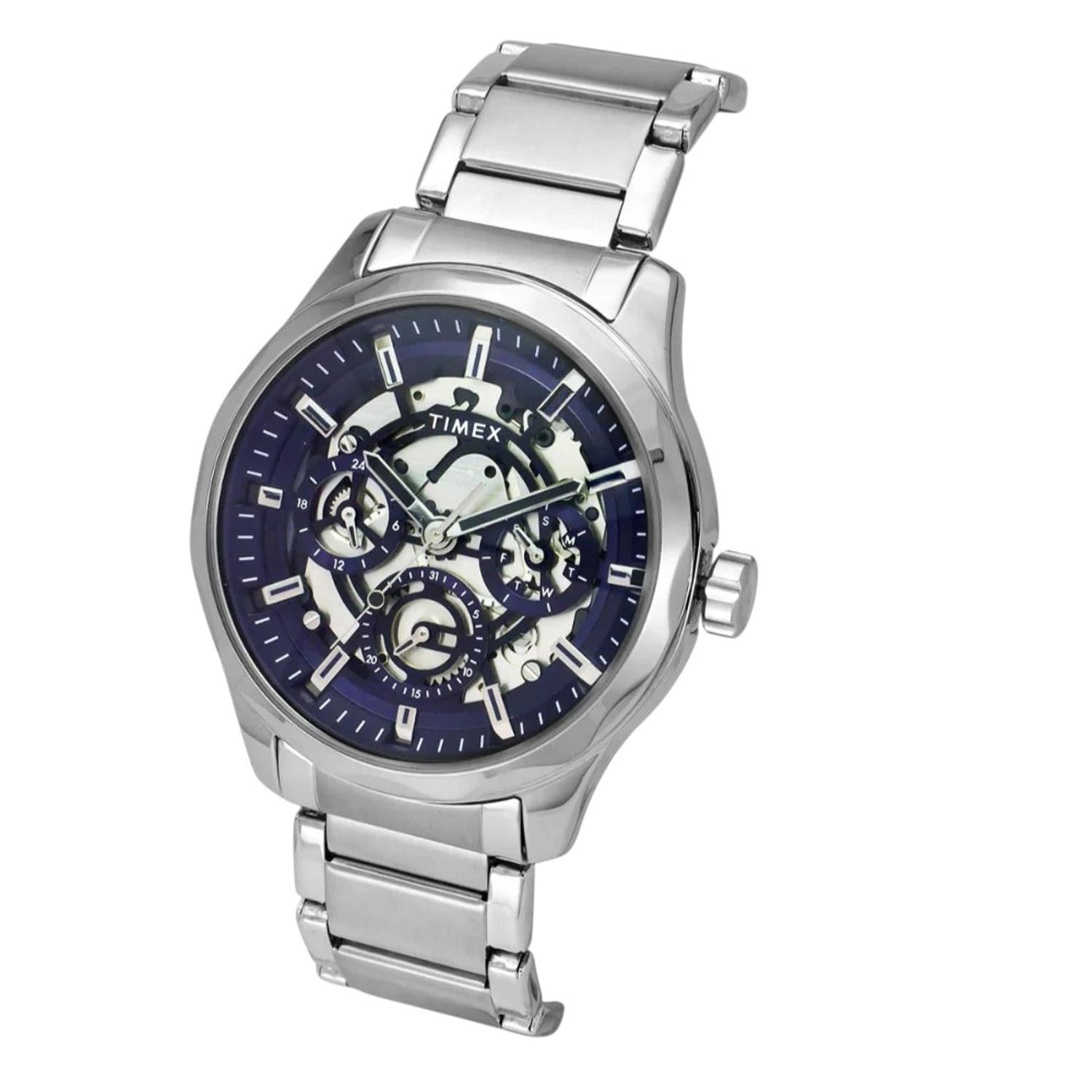 Timex E Class Men Quartz Blue Dial Multi-Function Stainless Steel Watch TW0TG7627 - view 2