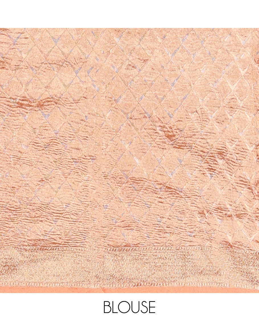 Pothys Orange crushed saree, traditional design border & pallu of intricate designs - view 4