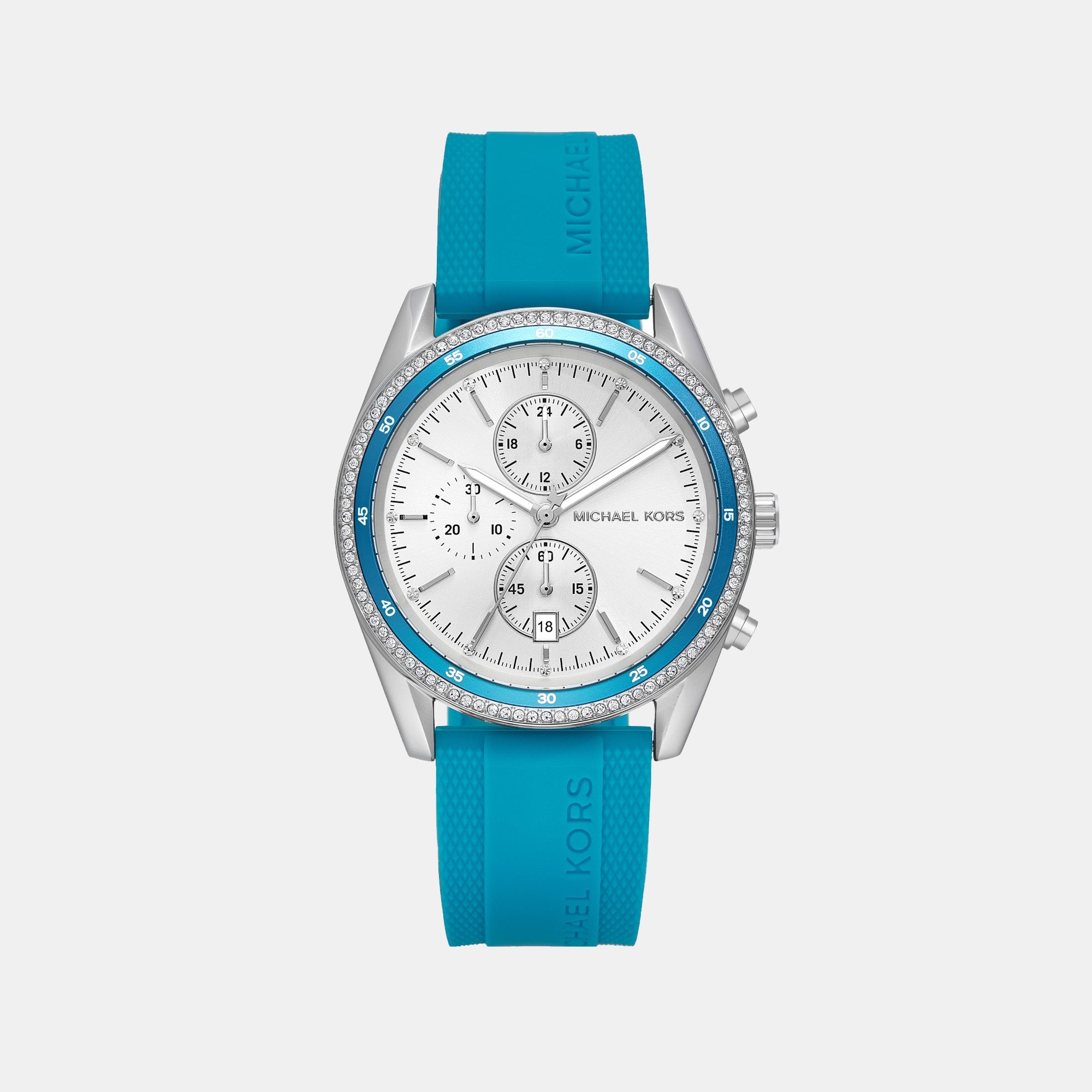 Michael Kors Hadyn Women Quartz White Dial Chronograph Silicone Watch MK7485