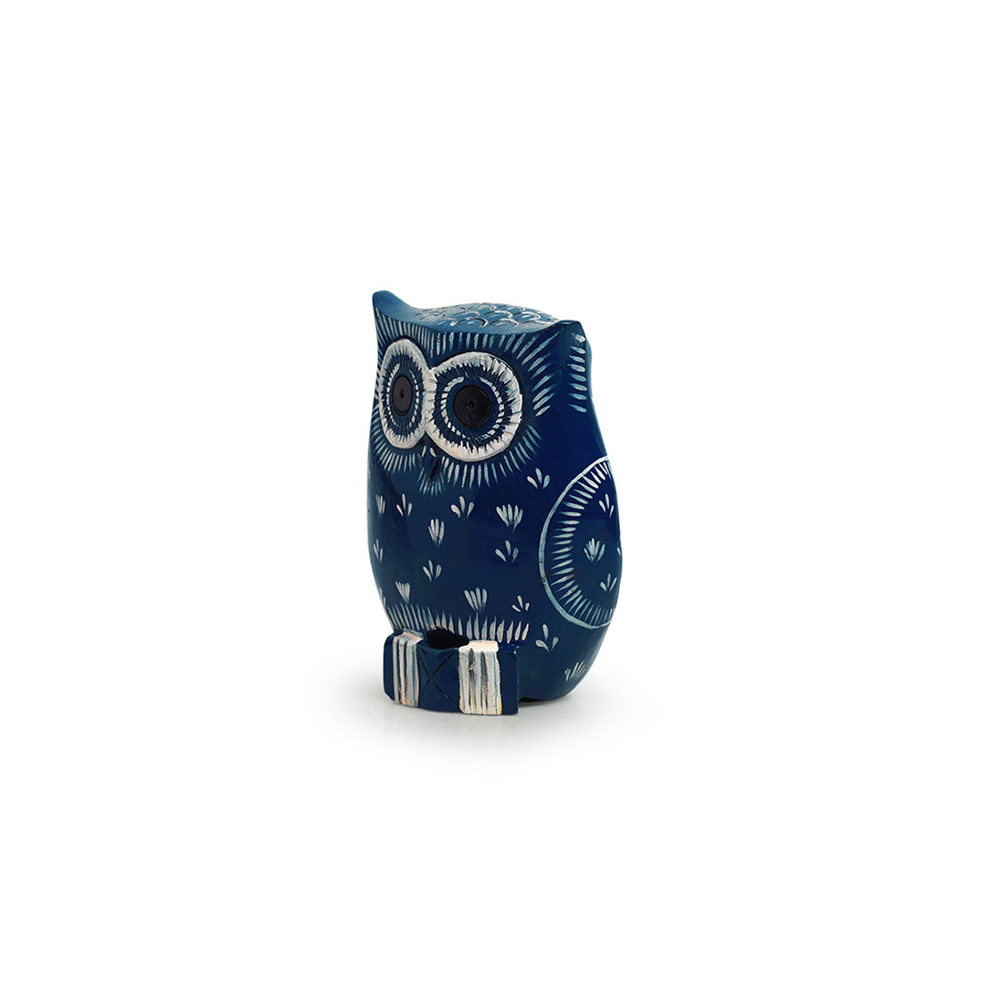 EXCLUSIVELANE 'The Enlightened Owl' Handpainted Showpiece In Eucalyptus Wood - view 3