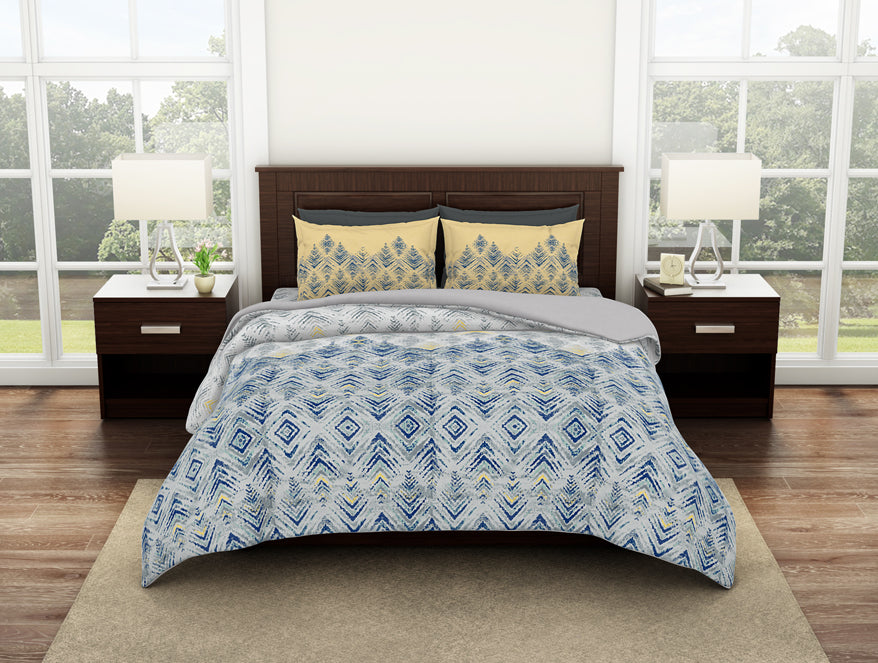 Geostance 100 cotton – Spaces India Spaces Geostance 100% Cotton Shell Bed In A Bag-Flint Grey