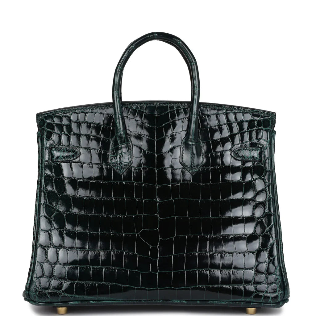 Cop Underdog Hermès Birkin 25 Vert Cypress Shiny Niloticus Crocodile Gold Hardware - view 4