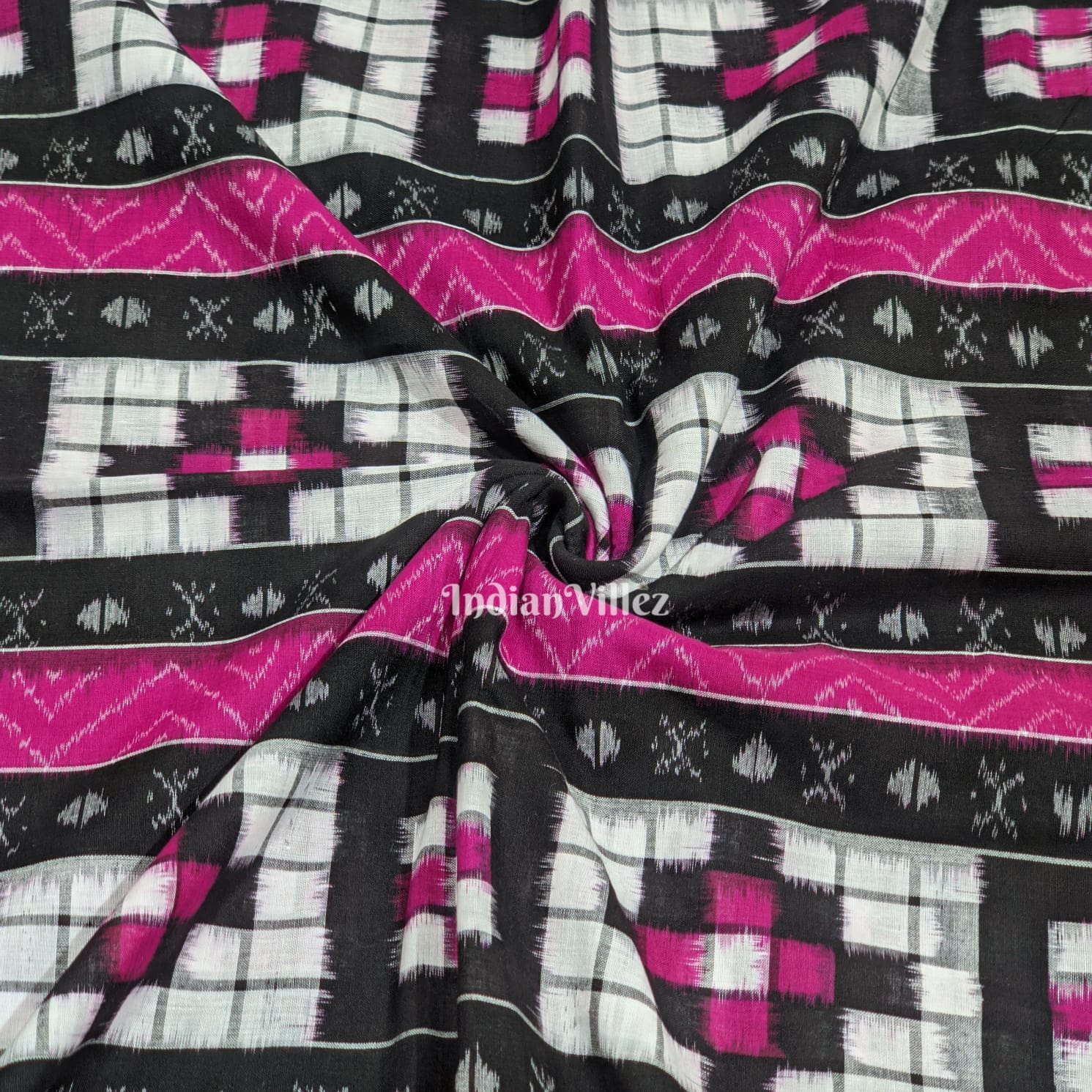 IndianVillèz Purple Sambalpuri Pasapali Cotton Fabric