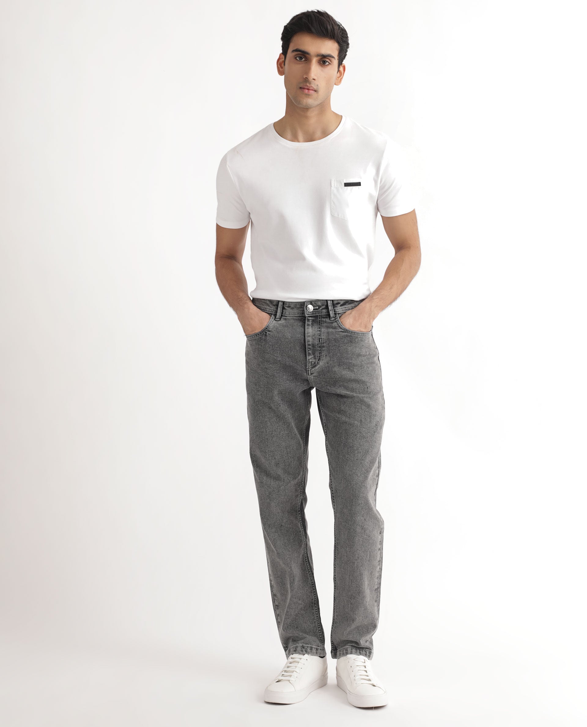 Rare Rabbit Men's Klune Light Grey Mid Wash Mid-Rise Regular Fit Jeans - view 3