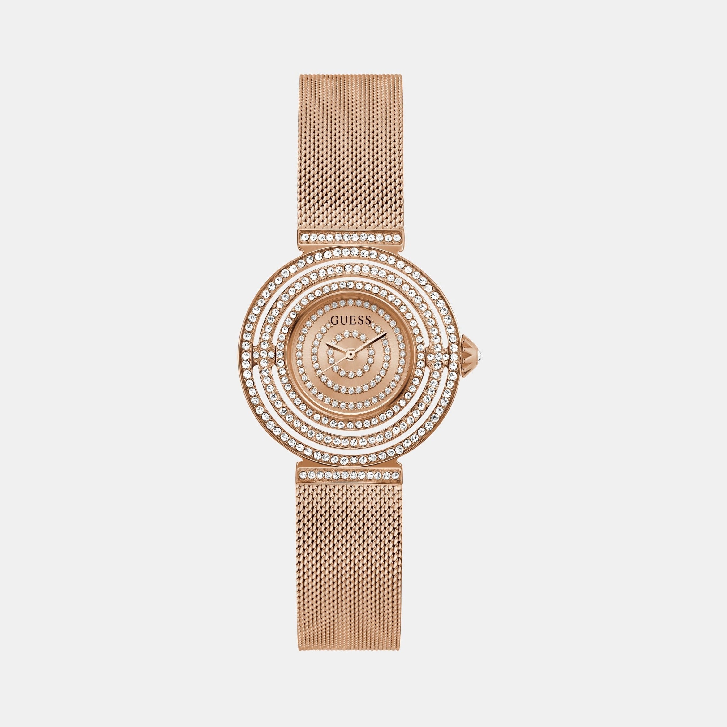 Guess Dream Women Quartz Rose Gold Dial Analog Mesh Watch GW0550L3