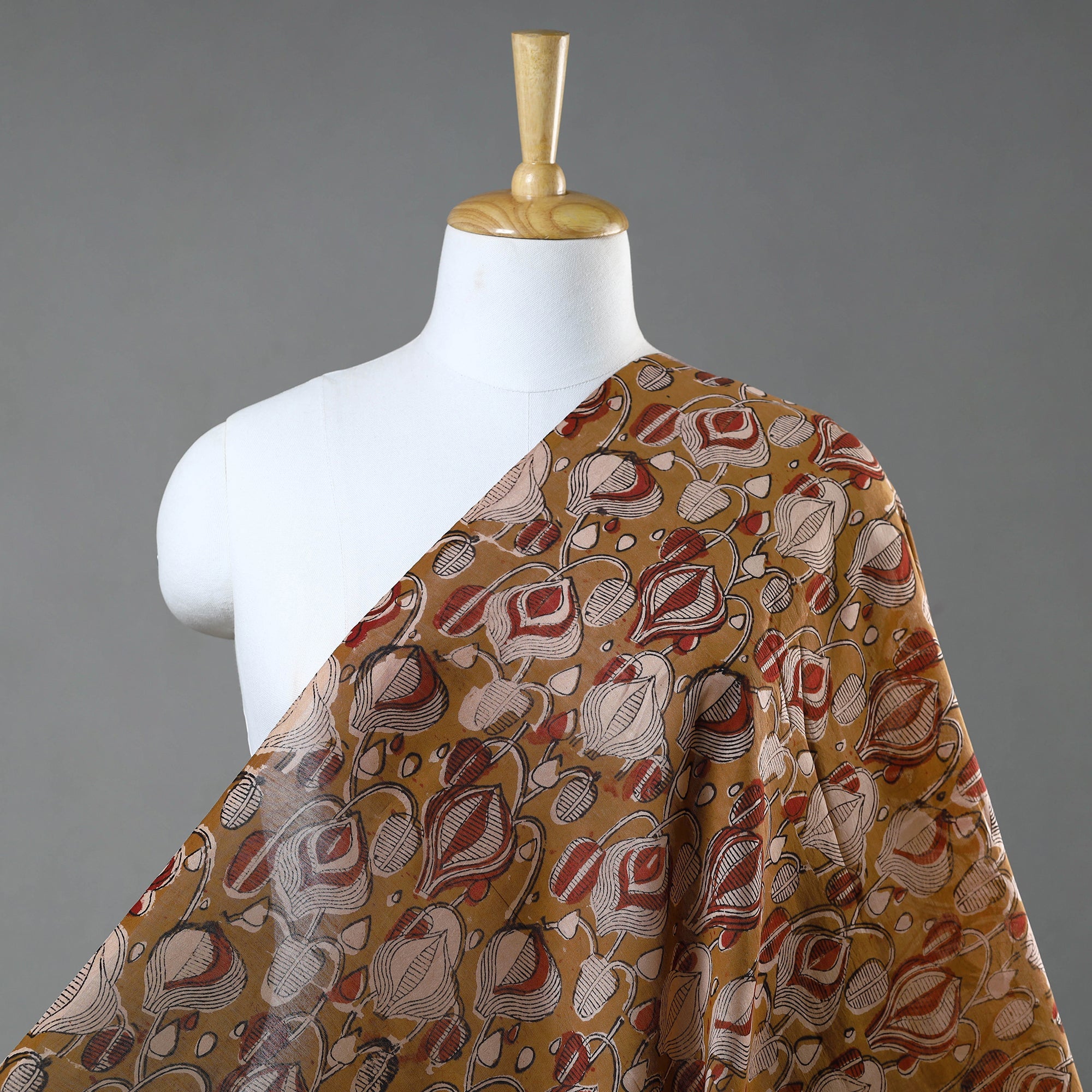 BAGRU DABU PRINTS Brown - Ajrakh Dabu Bagru Block Print Chanderi Silk Fabric 10