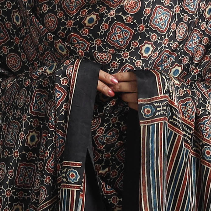 KACHCHH JI CHHAAP Black - Modal Silk Block Print Ajrakh Dupatta 86 - view 4