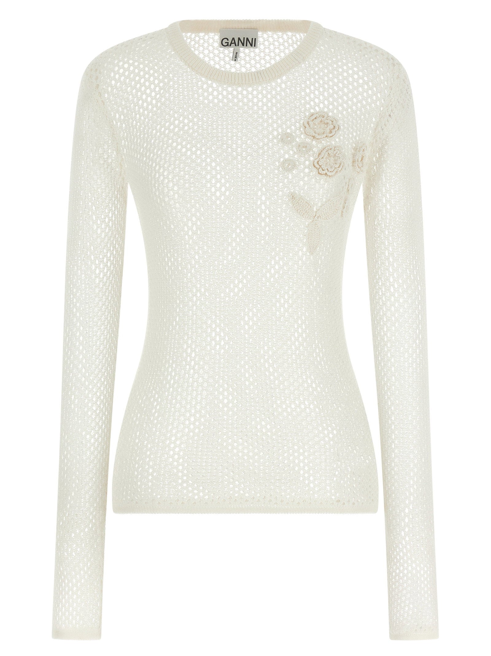 Ganni Pointelle Cotton Sweater – 100% organic cotton