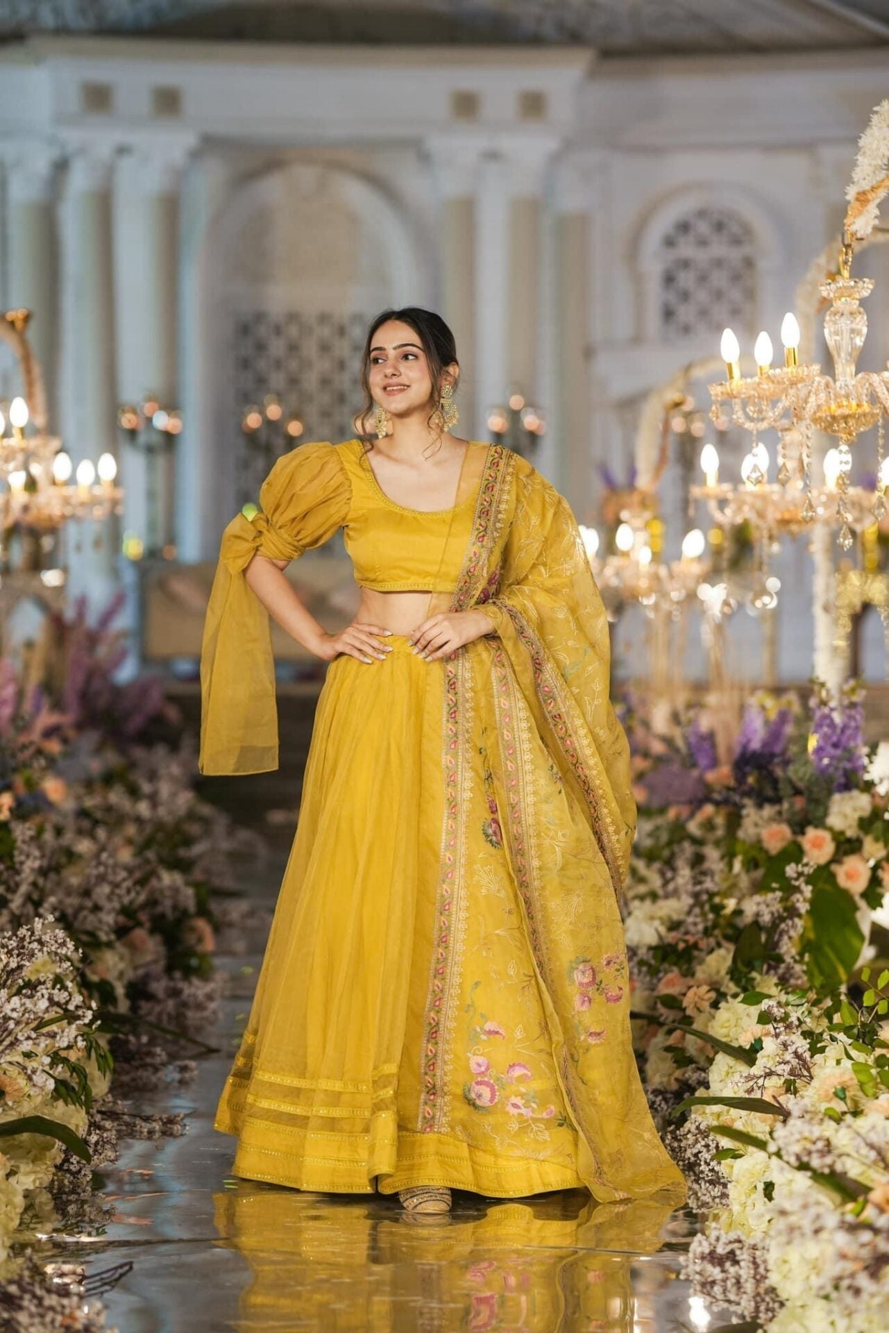 Idaho-o Sianni Yellow ORGANZA LEHENGA SET – Women's - view 2
