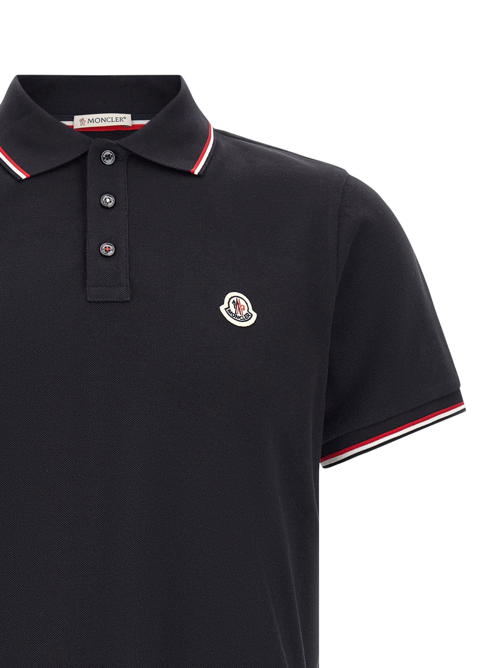 Moncler Tricolor Trim Polo Shirt – 100% cotton - view 3