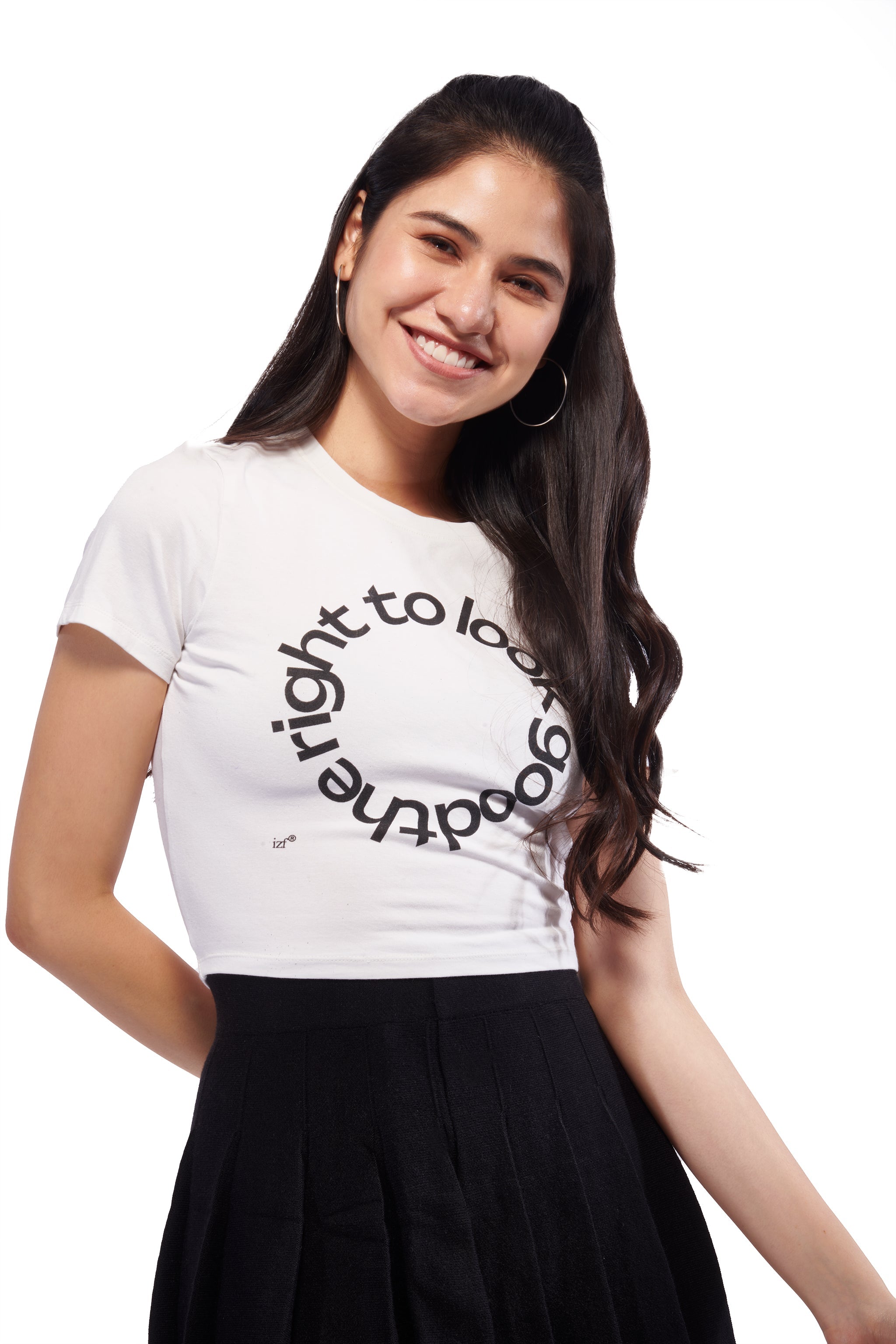 Normcore Right To Look Good Graphic Crop Tee – White