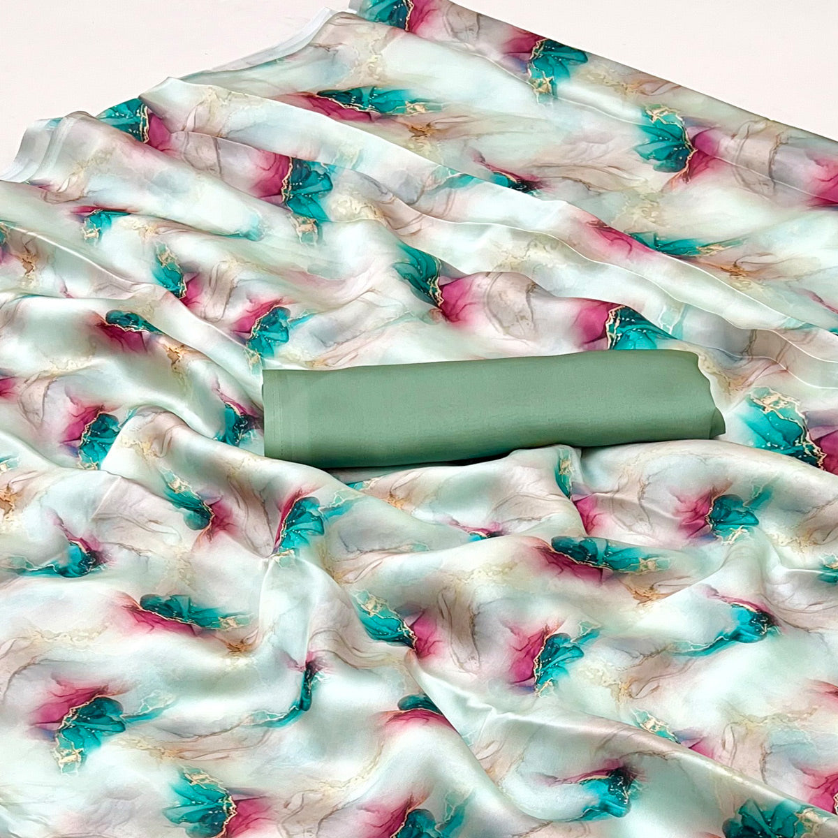 Peachmode Cream Digital Printed Georgette Saree - view 2