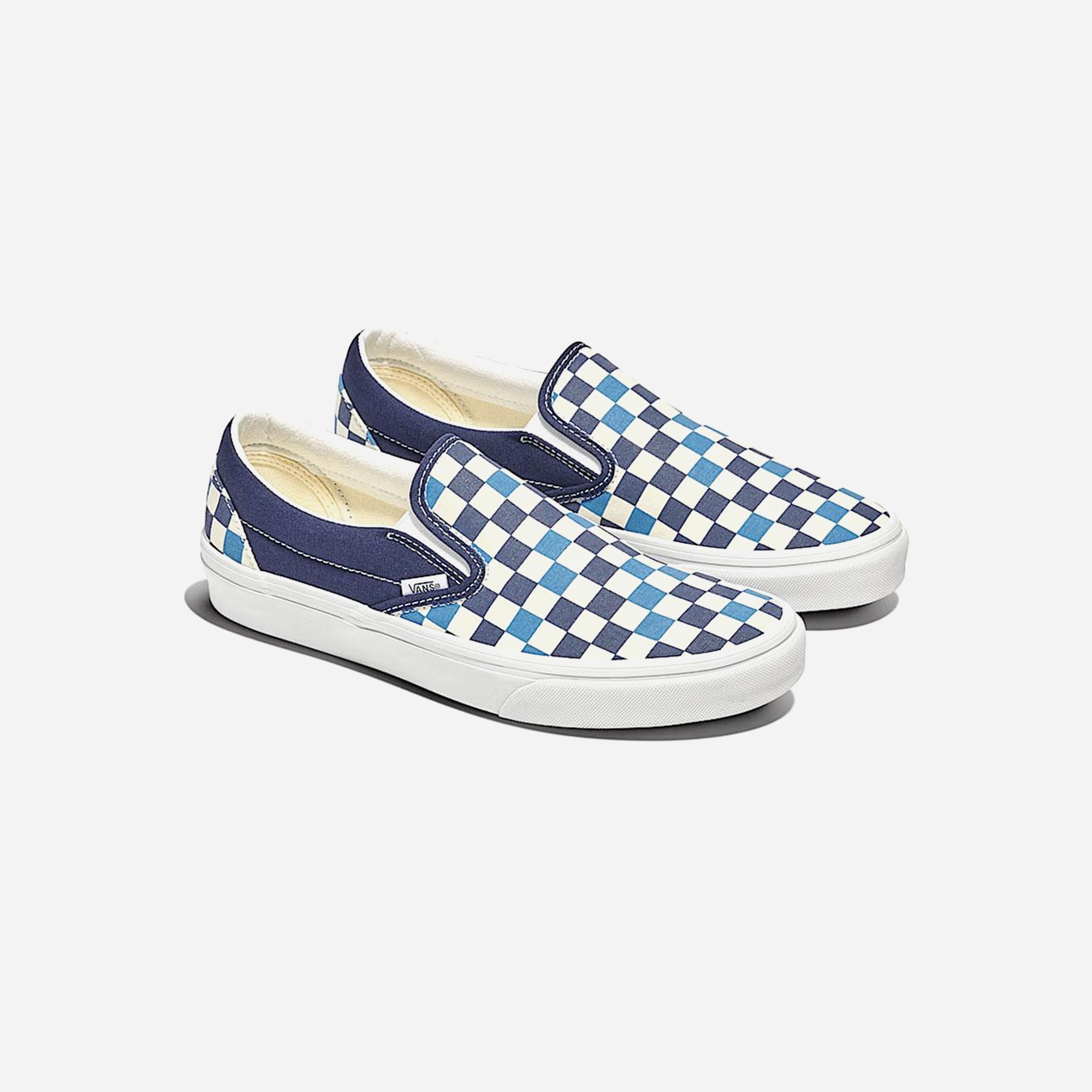 Vans Classic Slip-On Checkerboard Shoe Navy Blue / White - view 2