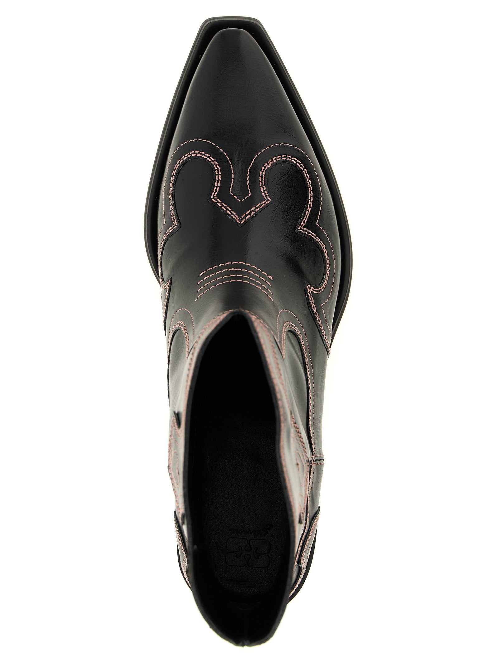 Ganni Low Shaft Embroidered Western Ankle Boots - view 4