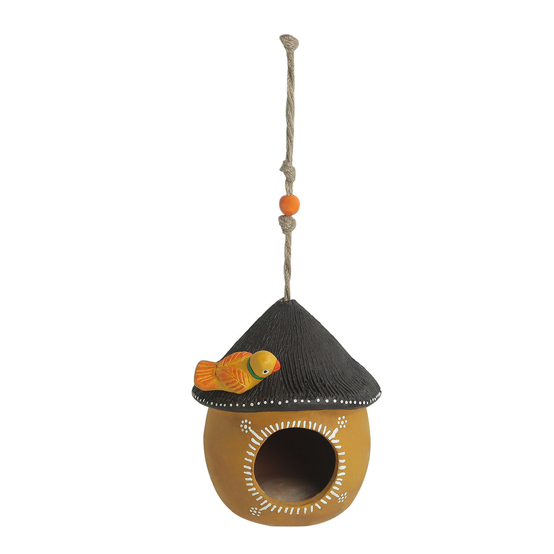EXCLUSIVELANE 'Swinging Cottage' Handpainted Terracotta Bird House (6 Inch) - view 2