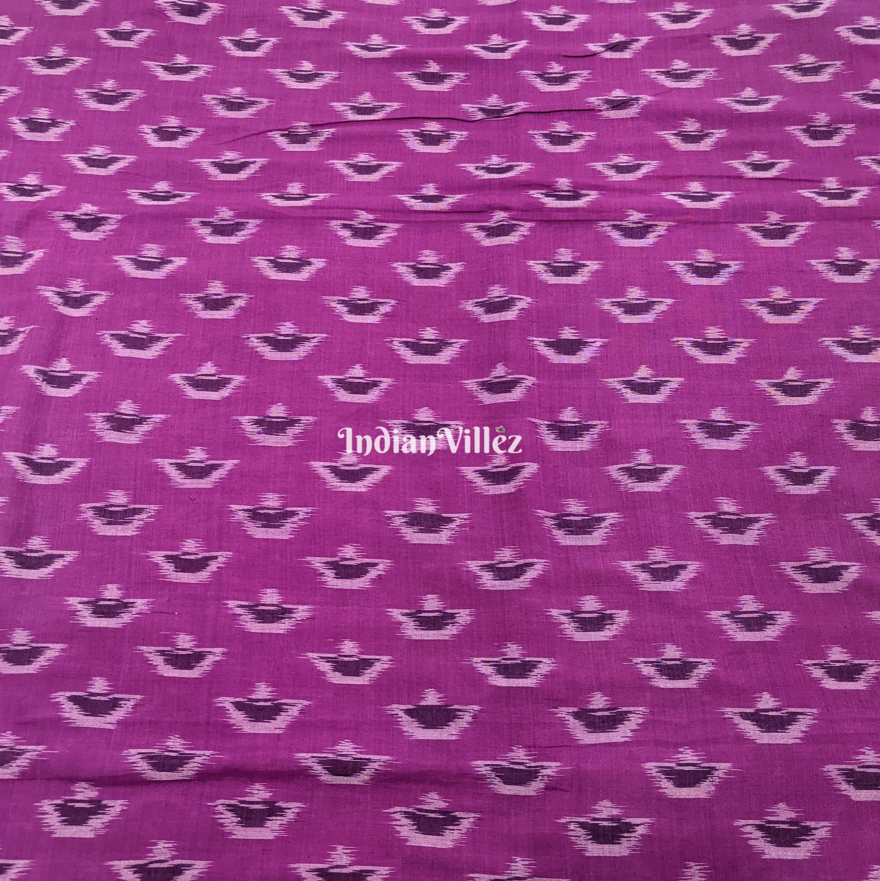 IndianVillèz Lavender Sambalpuri Ikat Cotton Fabric - view 2