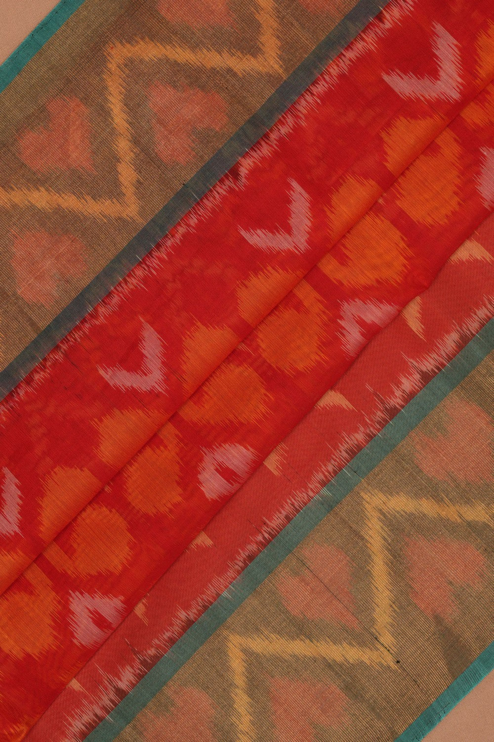 Kalanjali Ikat Cotton-Silk Red Saree – Women's - view 2