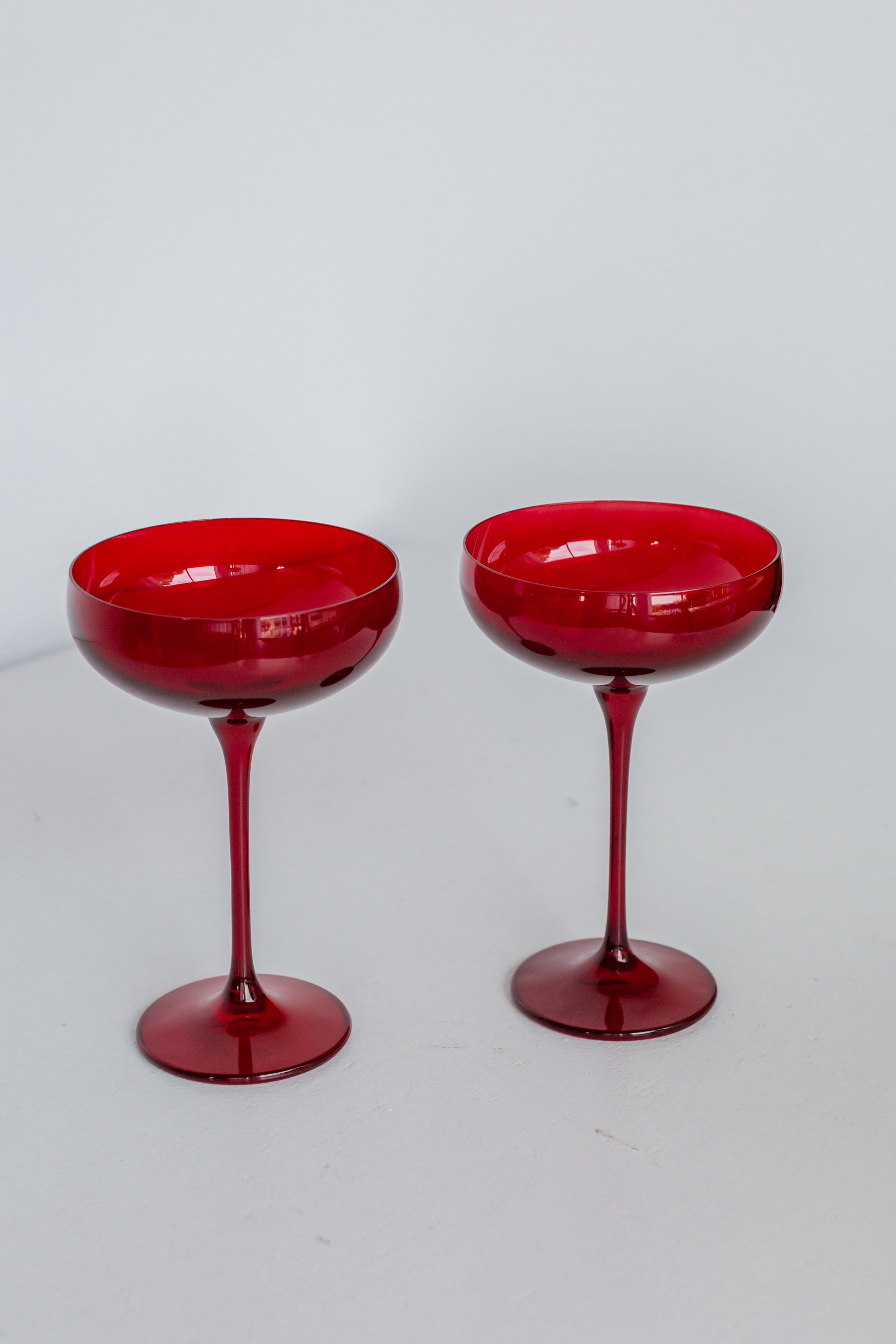 Estelle Colored Glass Estelle Colored Champagne Coupe Stemware - Set of 2 {Red} - view 2