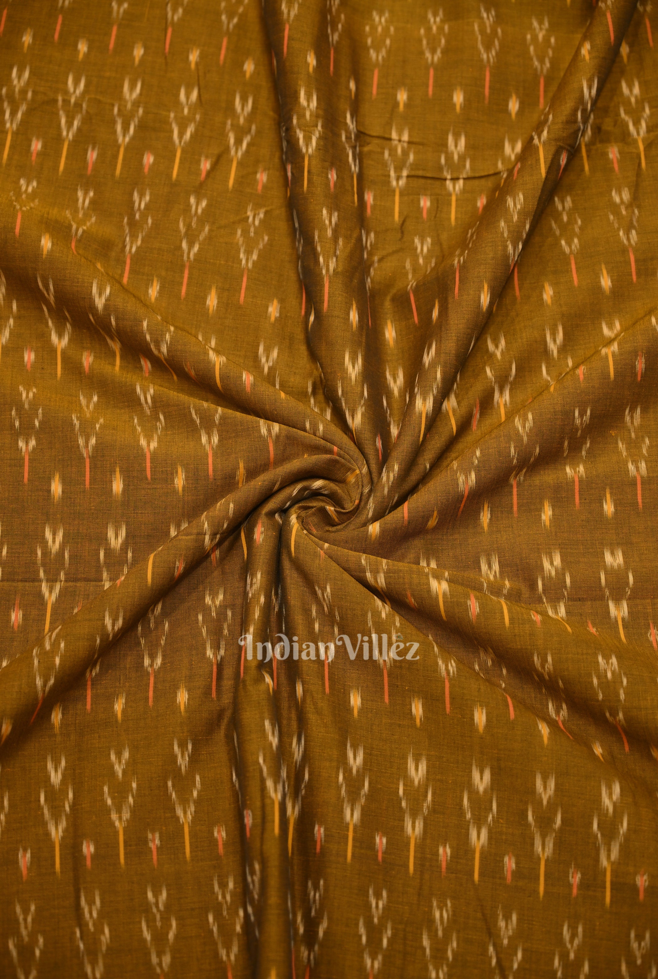 IndianVillèz Mustard Yellow Pochampally Ikat Cotton Fabric
