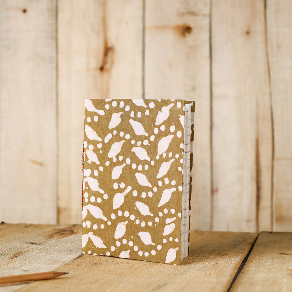 BINDAAS UNLIMITED Brown - Batik Fabric Cover Handmade Paper Notebook (7 x 5 in)