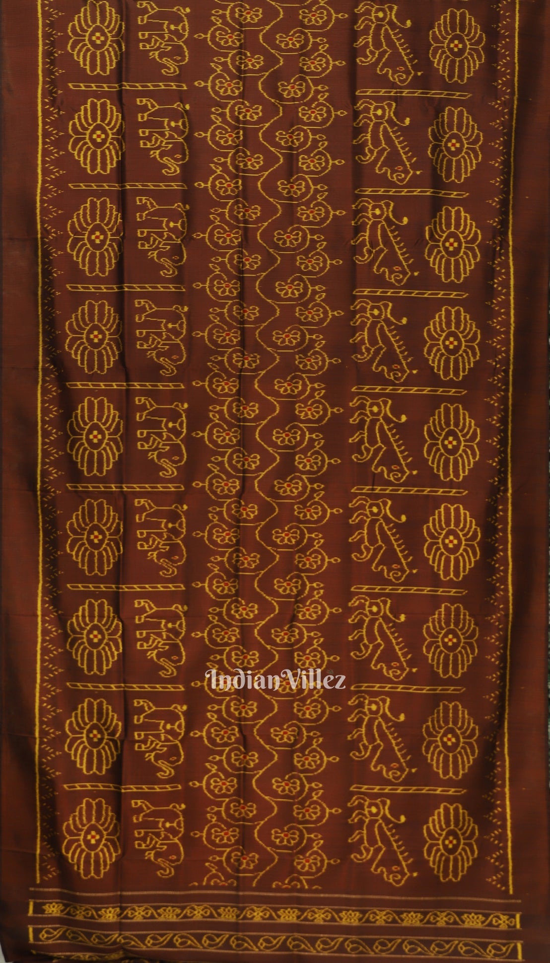 IndianVillèz Cofee Elephant Theme Contemporary Silk Saree - view 3