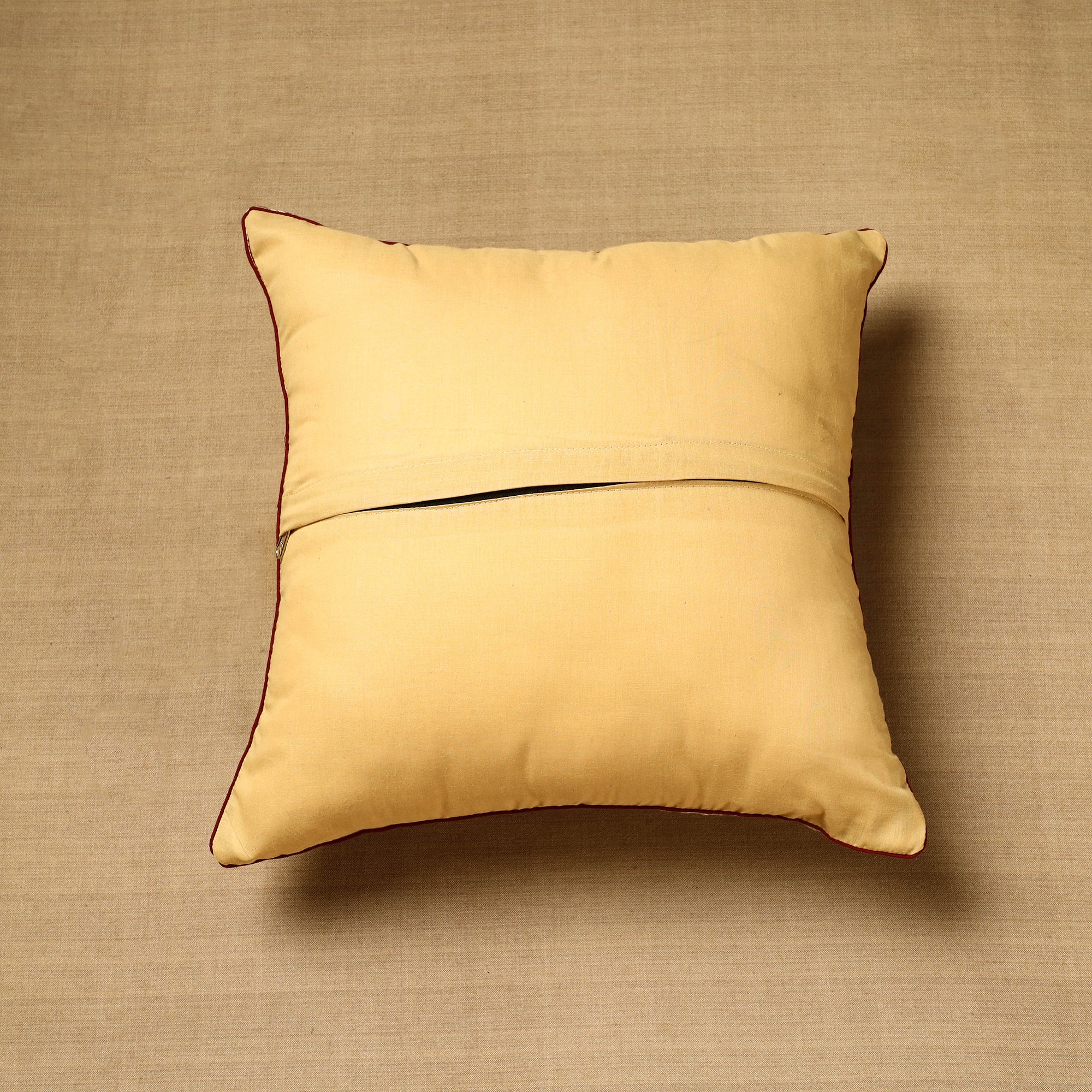 NOORI BAZAR Beige - Block Print Cotton Kalamkari Cushion Cover (16 x 16 in) 76 - view 3