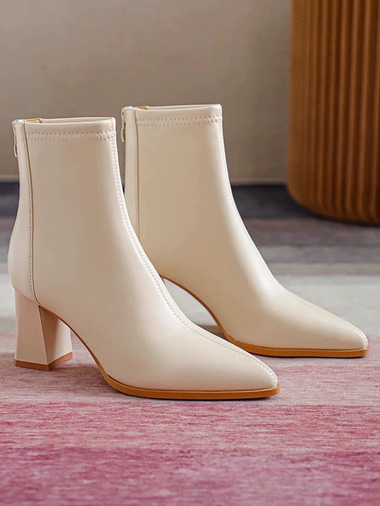 Alamode By Akanksha Noelia Short Leather Pointed Ankle Boots