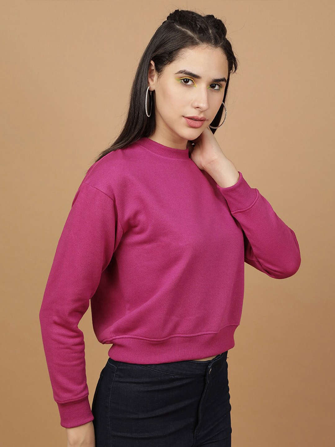 Freehand By The Indian Garage Co Women's Solid Regular Fit Sweatshirt - view 3