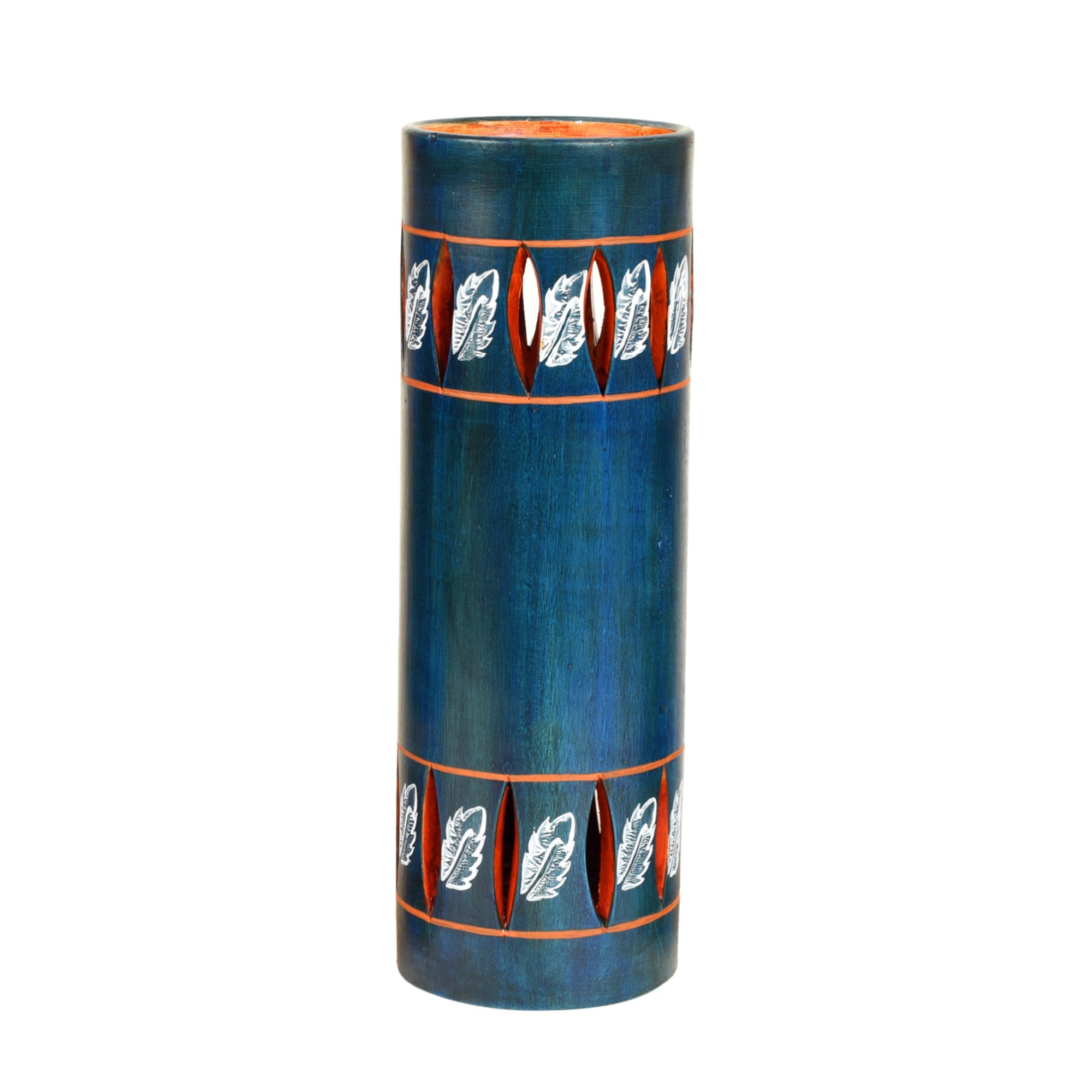 ART CREATIONS BY SUMAN SONTHALIA Autumn Leaf Handpainted Tubular Earthen Vase - view 2