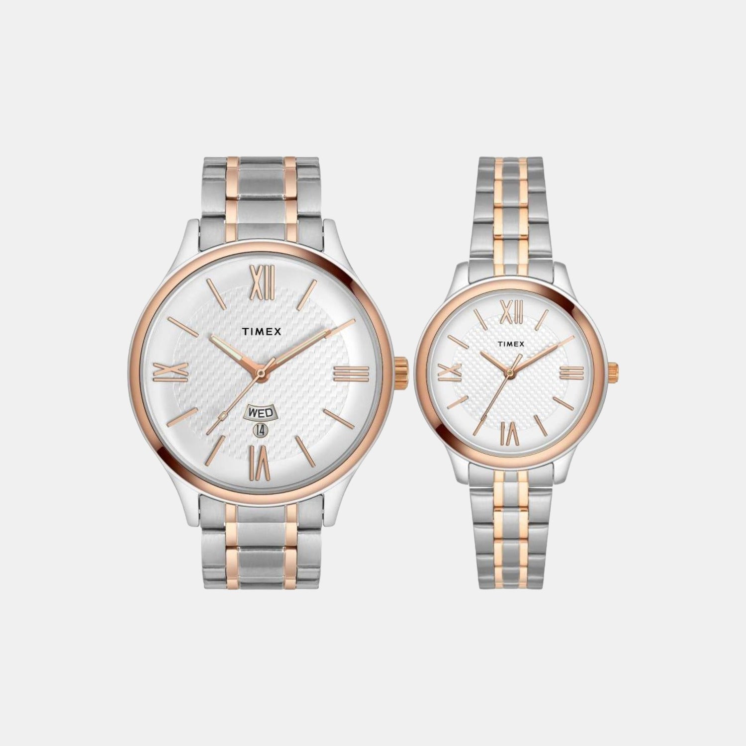 Timex Empera Couple Quartz Silver Dial Analog Stainless Steel Watch TW00PR285