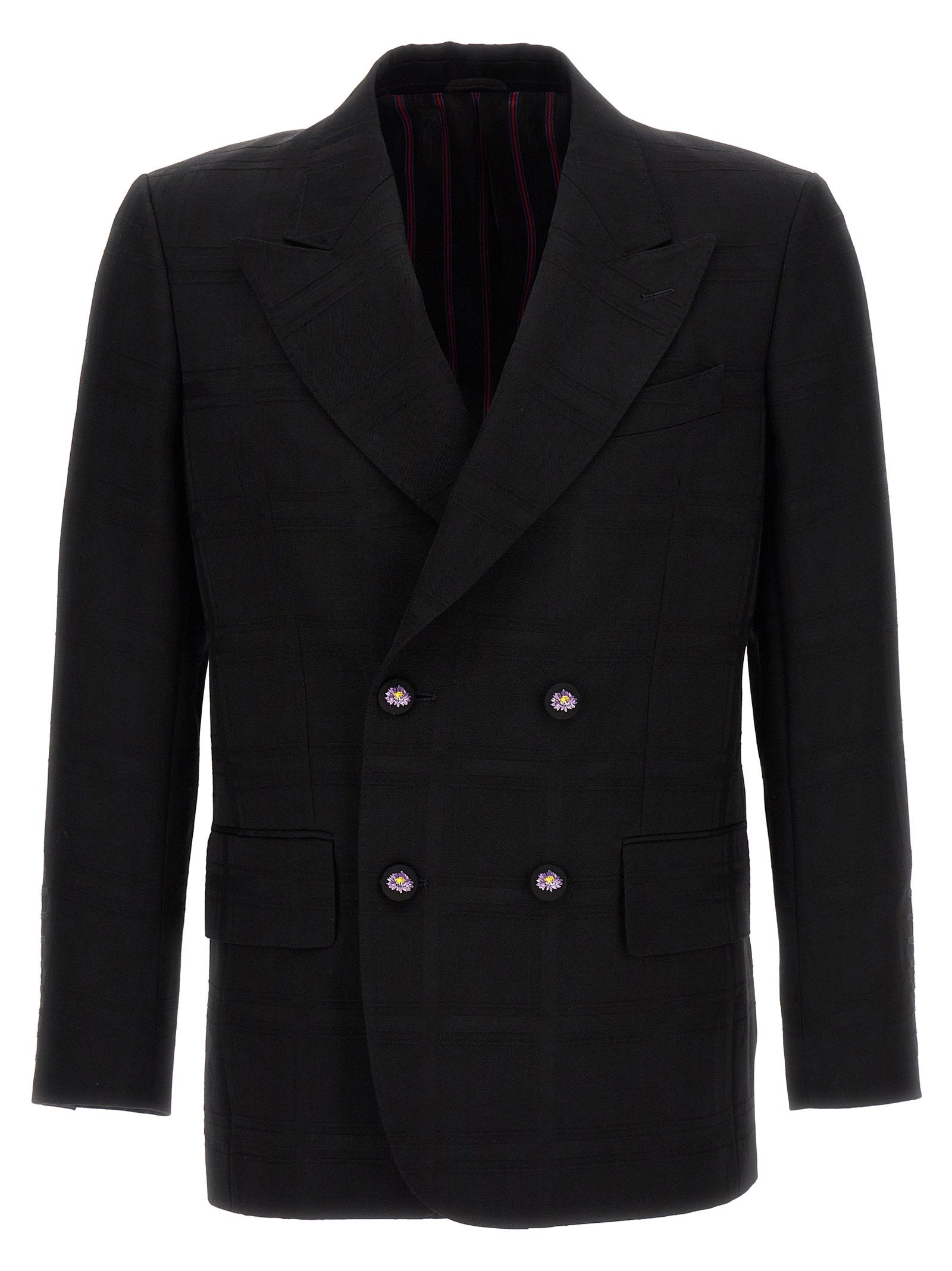 Etro Check Double-breasted Blazer – 100% virgin wool