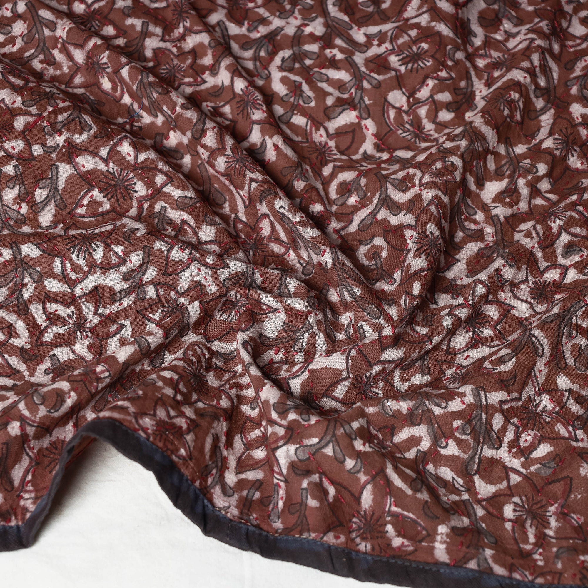 ARTISAN HAND BLOCK PRINTS Brown - Bagru Block Printed Tagai Work Cotton Stole - view 2